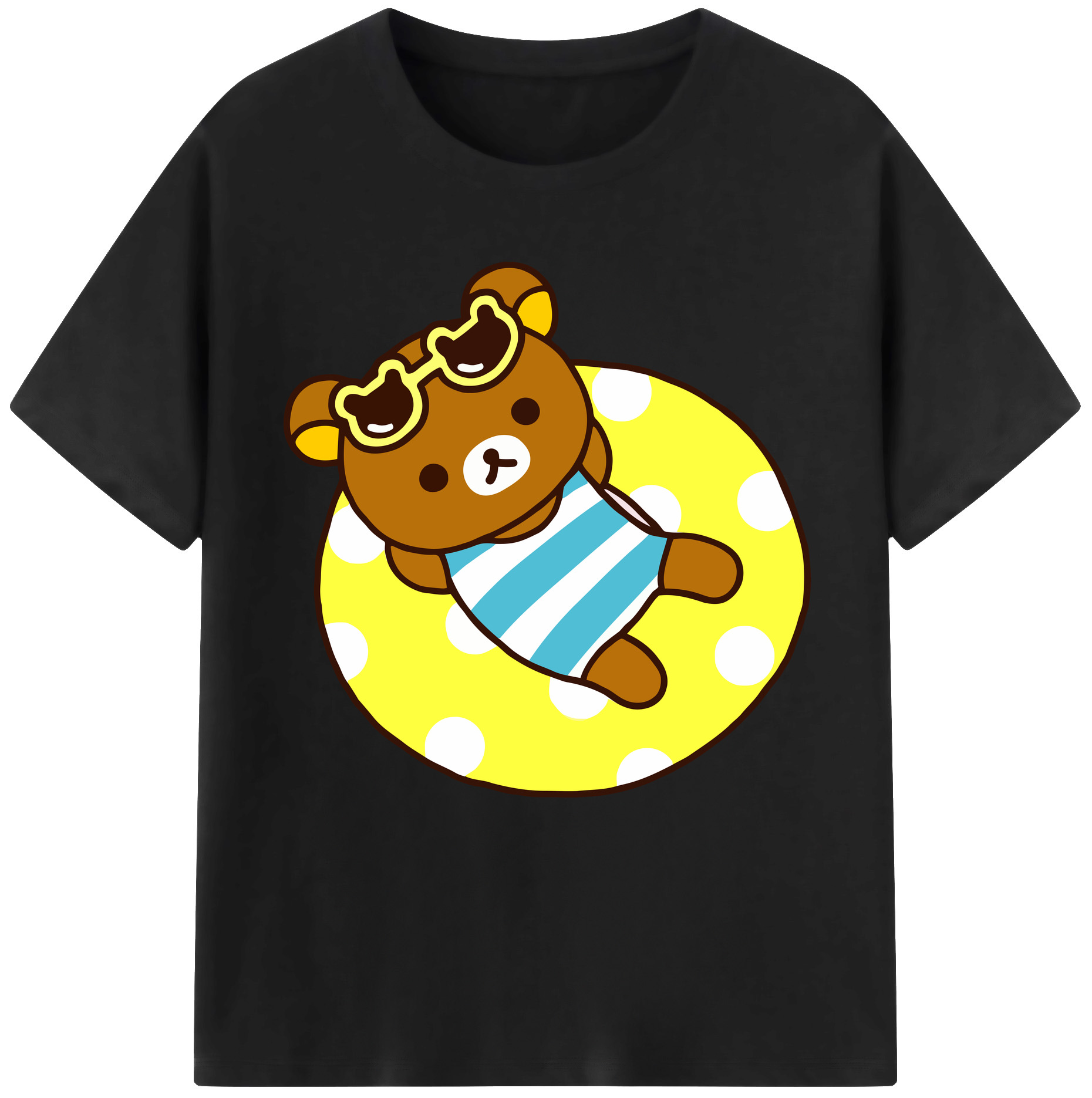 （画像用） リラックマ リラックマ キイロイトリ Rilakkuma Korilakkuma Kiiroitori 綿100％半袖Tシャツ（フロントプリント）