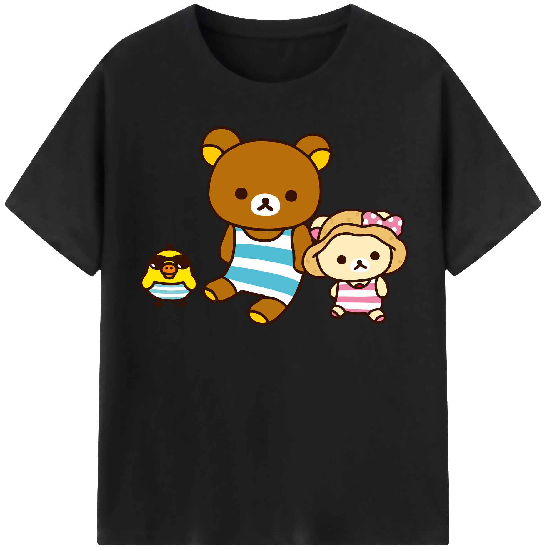（画像用） リラックマ リラックマ キイロイトリ Rilakkuma Korilakkuma Kiiroitori 綿100％半袖Tシャツ（フロントプリント）