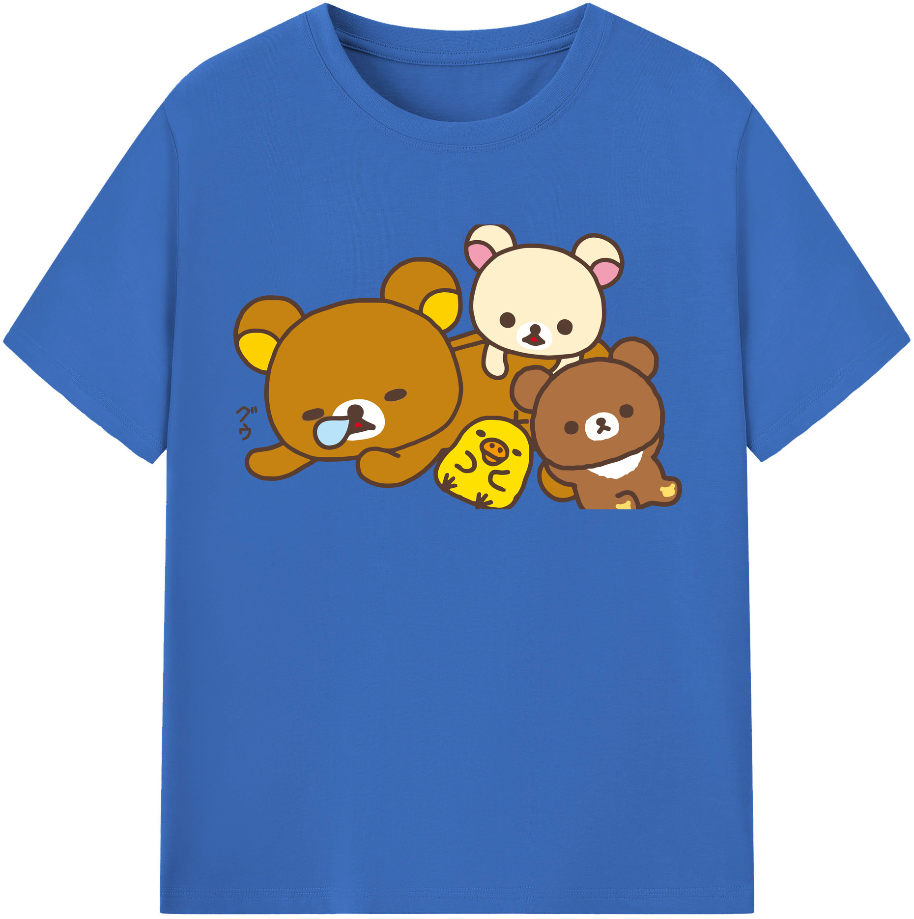 （画像用） リラックマ リラックマ キイロイトリ Rilakkuma Korilakkuma Kiiroitori 綿100％半袖Tシャツ（フロントプリント）