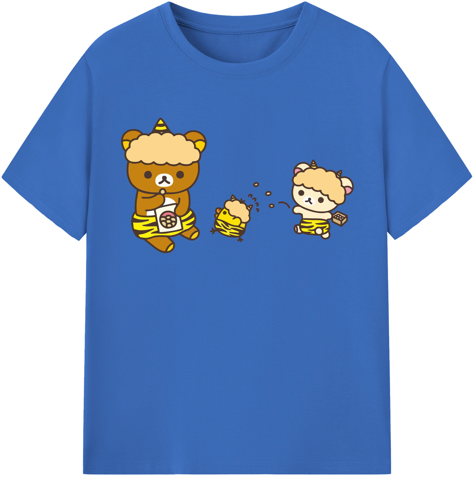 （画像用） リラックマ リラックマ キイロイトリ Rilakkuma Korilakkuma Kiiroitori 綿100％半袖Tシャツ（フロントプリント）