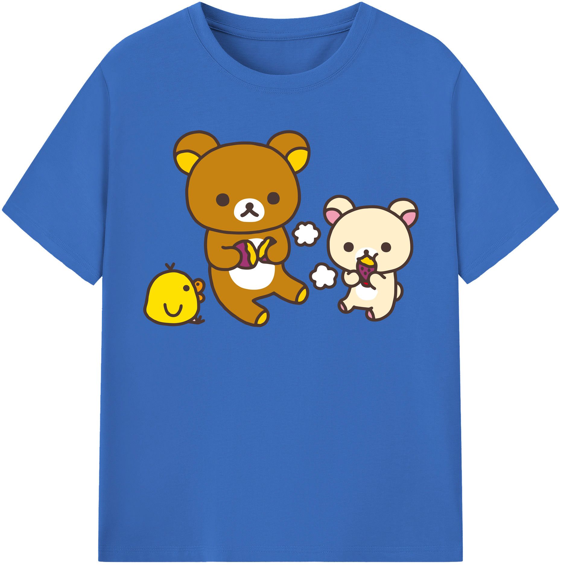 （画像用） リラックマ リラックマ キイロイトリ Rilakkuma Korilakkuma Kiiroitori 綿100％半袖Tシャツ（フロントプリント）