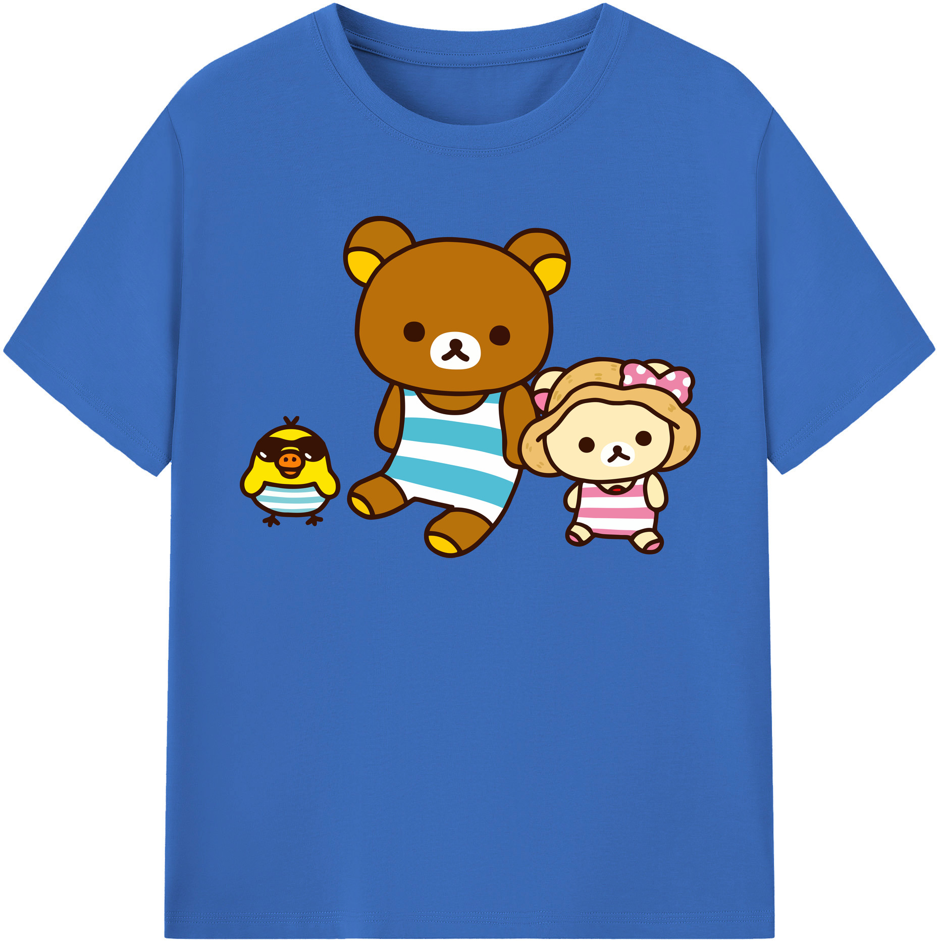 （画像用） リラックマ リラックマ キイロイトリ Rilakkuma Korilakkuma Kiiroitori 綿100％半袖Tシャツ（フロントプリント）