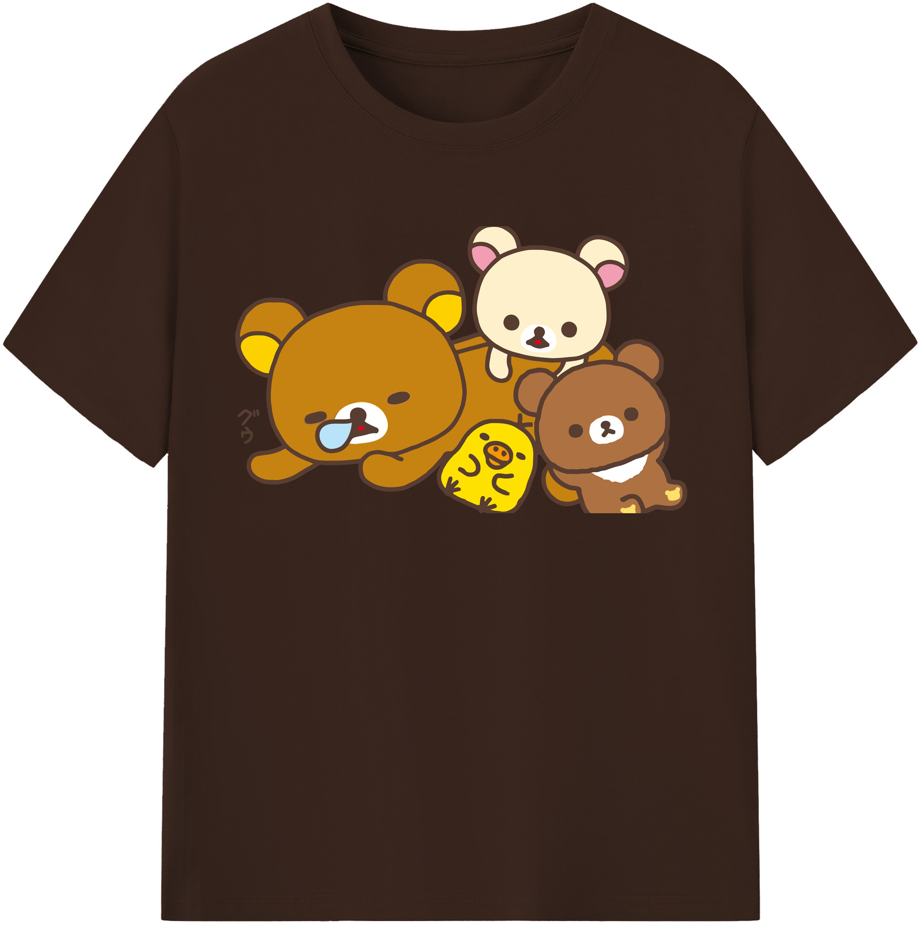 （画像用） リラックマ リラックマ キイロイトリ Rilakkuma Korilakkuma Kiiroitori 綿100％半袖Tシャツ（フロントプリント）