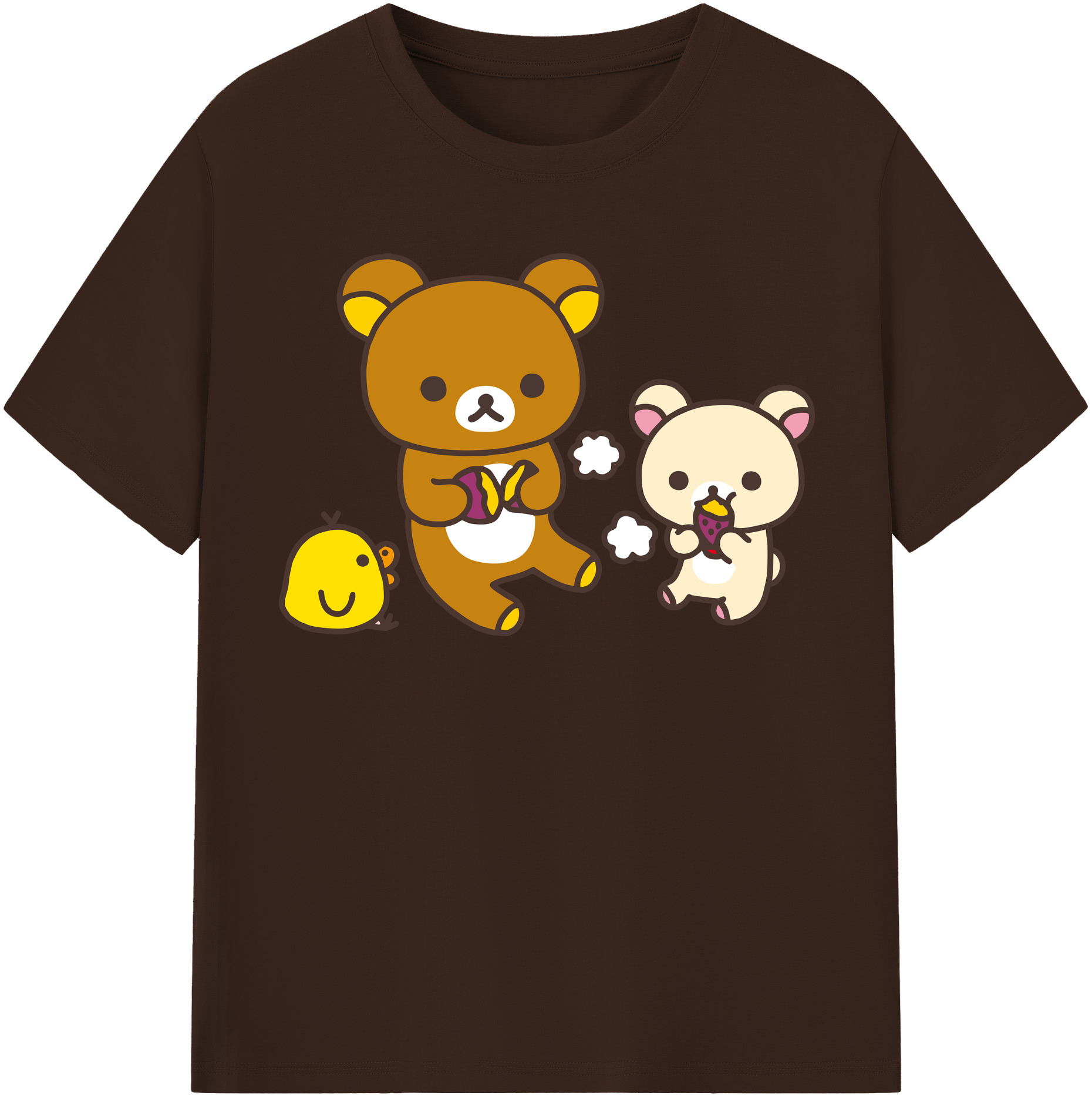 （画像用） リラックマ リラックマ キイロイトリ Rilakkuma Korilakkuma Kiiroitori 綿100％半袖Tシャツ（フロントプリント）