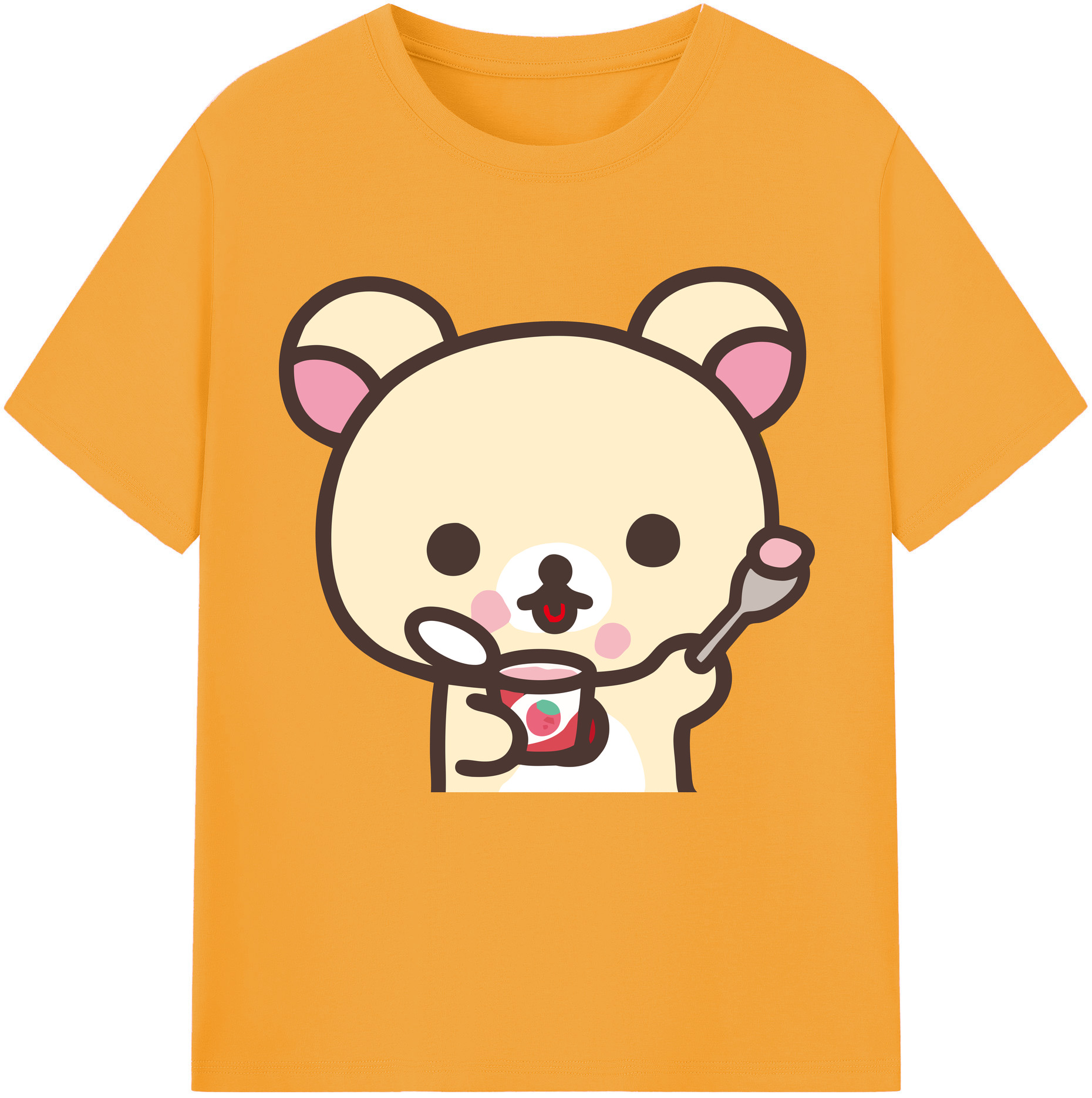 （画像用） リラックマ リラックマ キイロイトリ Rilakkuma Korilakkuma Kiiroitori 綿100％半袖Tシャツ（フロントプリント）