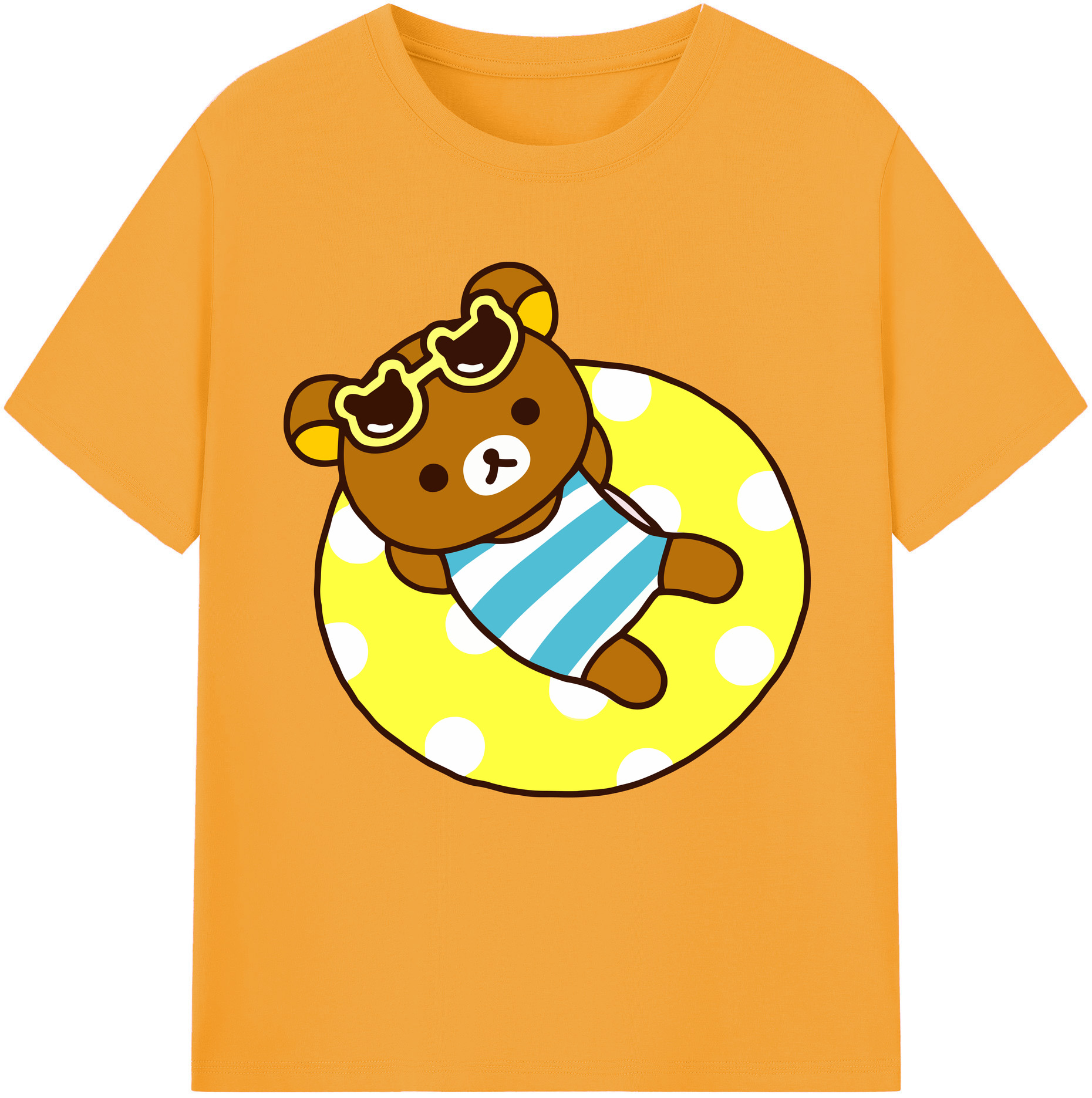 （画像用） リラックマ リラックマ キイロイトリ Rilakkuma Korilakkuma Kiiroitori 綿100％半袖Tシャツ（フロントプリント）