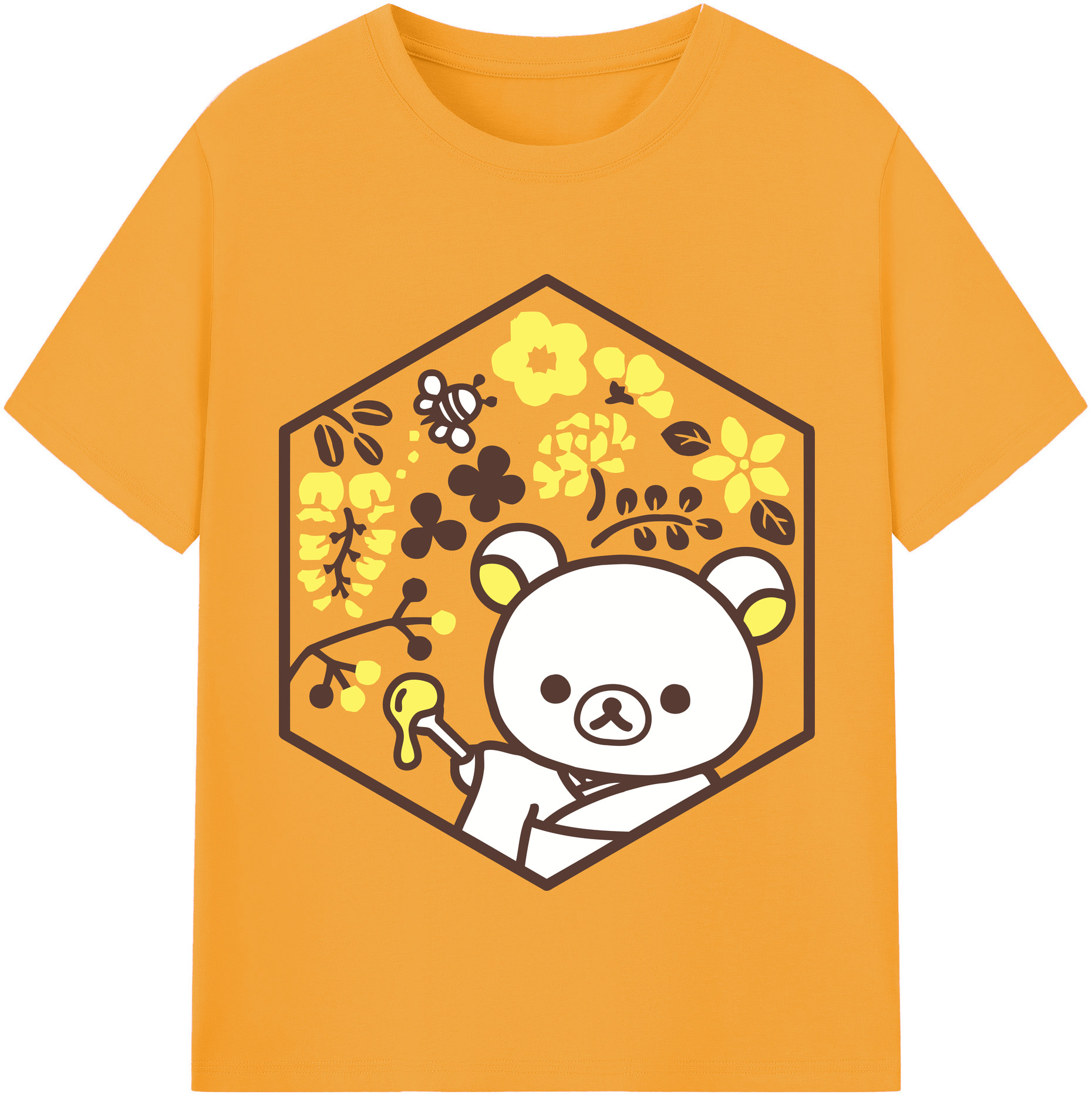 （画像用） リラックマ リラックマ キイロイトリ Rilakkuma Korilakkuma Kiiroitori 綿100％半袖Tシャツ（フロントプリント）