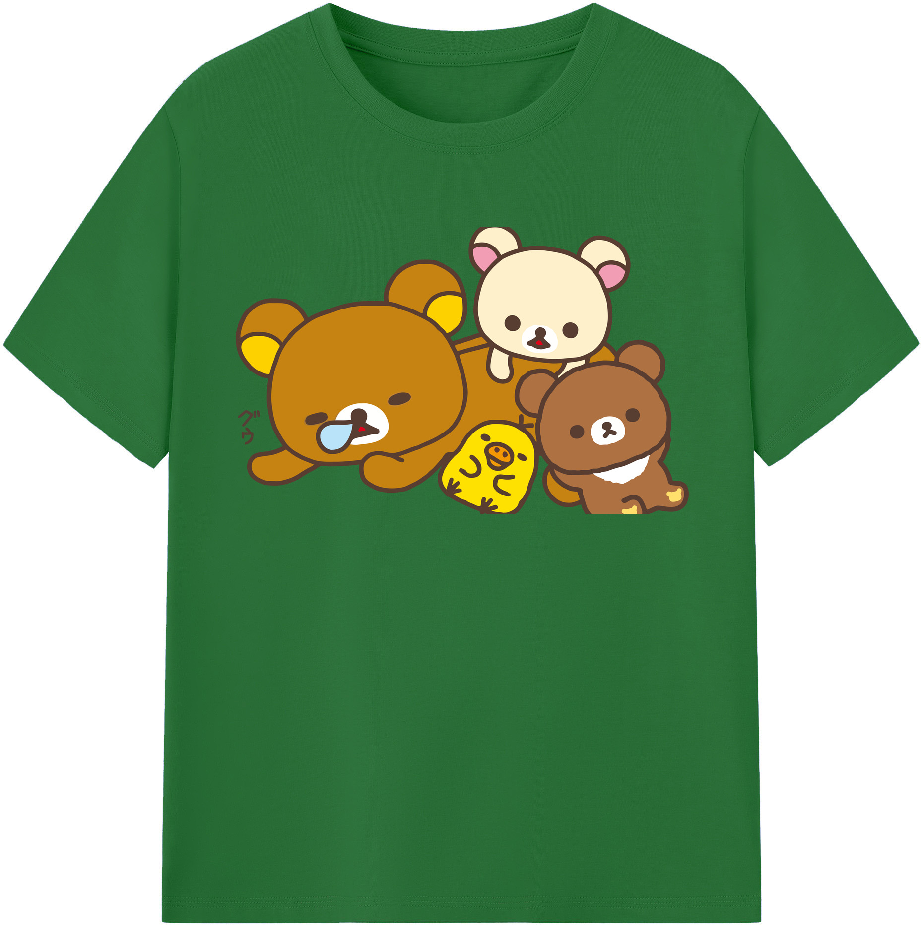 （画像用） リラックマ リラックマ キイロイトリ Rilakkuma Korilakkuma Kiiroitori 綿100％半袖Tシャツ（フロントプリント）