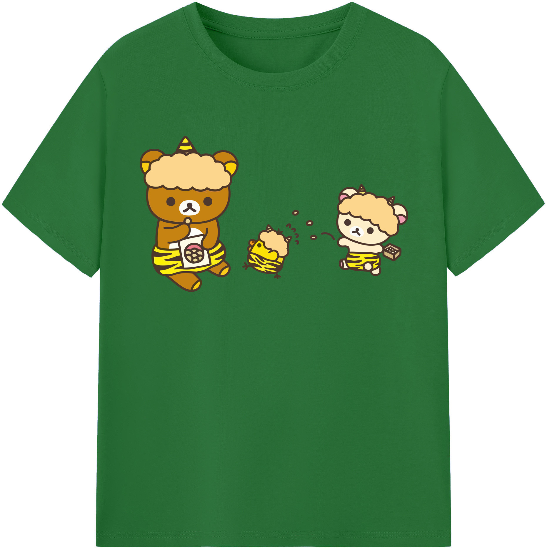 （画像用） リラックマ リラックマ キイロイトリ Rilakkuma Korilakkuma Kiiroitori 綿100％半袖Tシャツ（フロントプリント）