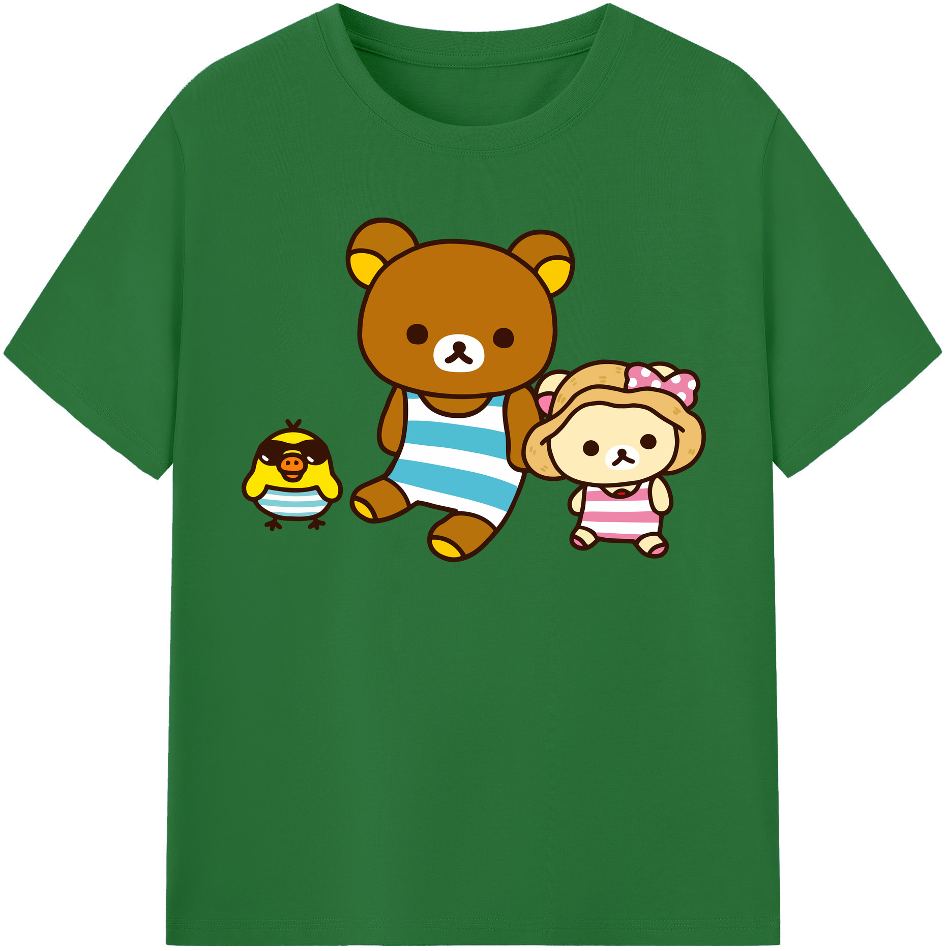 （画像用） リラックマ リラックマ キイロイトリ Rilakkuma Korilakkuma Kiiroitori 綿100％半袖Tシャツ（フロントプリント）