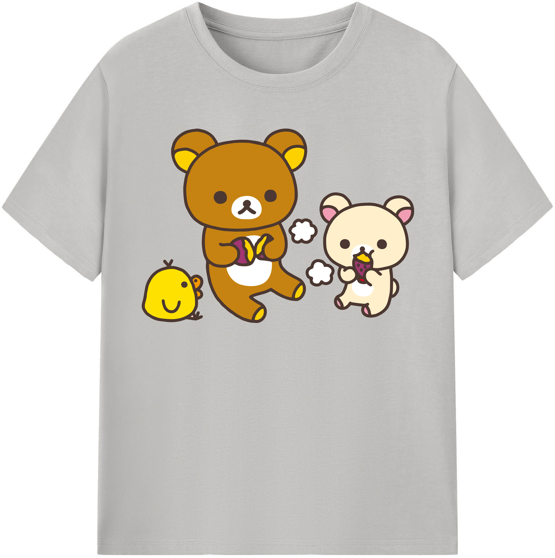 （画像用） リラックマ リラックマ キイロイトリ Rilakkuma Korilakkuma Kiiroitori 綿100％半袖Tシャツ（フロントプリント）