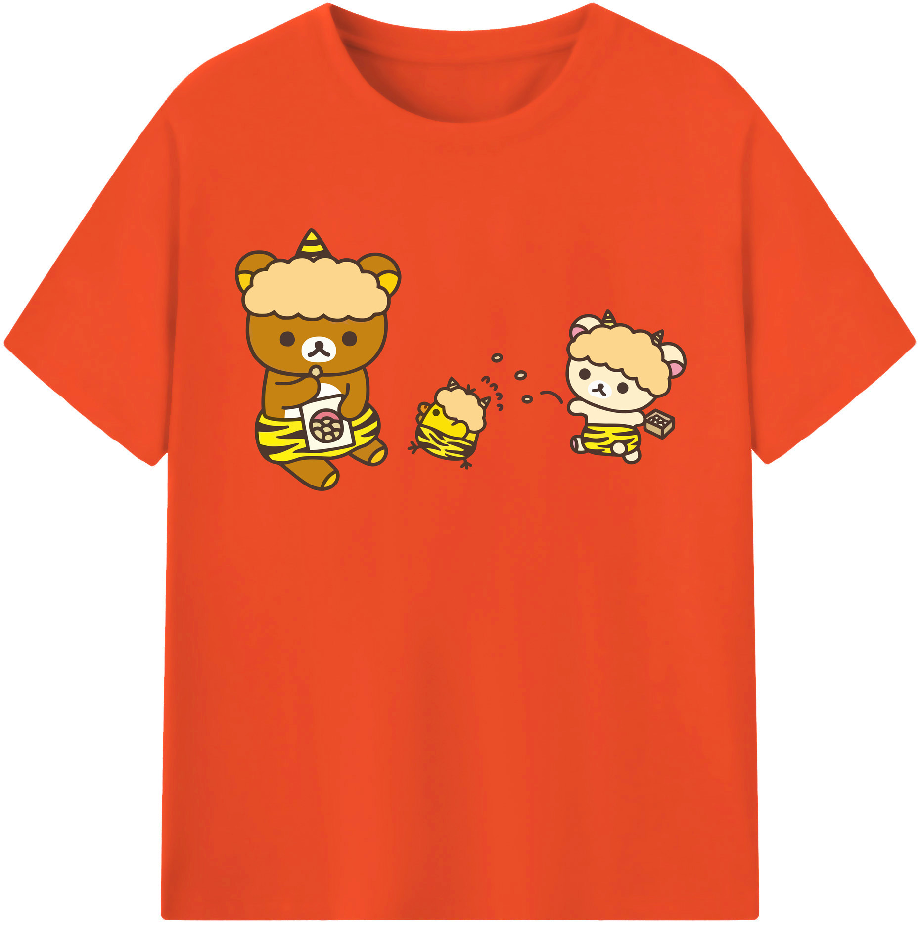（画像用） リラックマ リラックマ キイロイトリ Rilakkuma Korilakkuma Kiiroitori 綿100％半袖Tシャツ（フロントプリント）