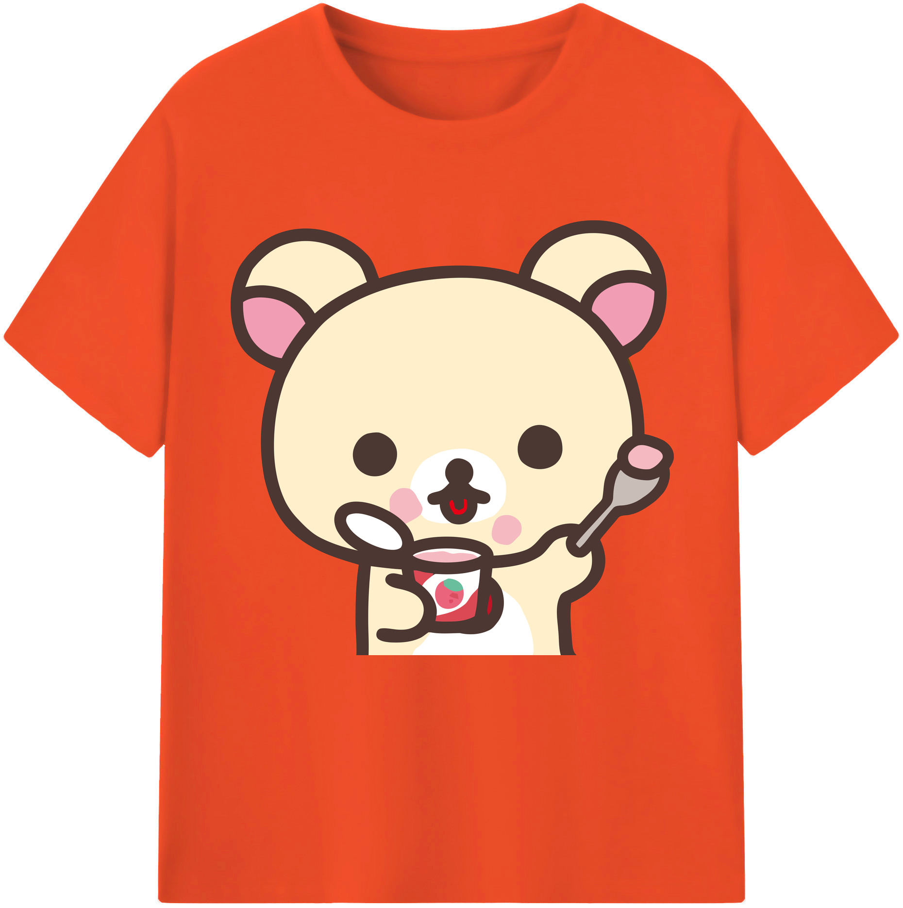（画像用） リラックマ リラックマ キイロイトリ Rilakkuma Korilakkuma Kiiroitori 綿100％半袖Tシャツ（フロントプリント）