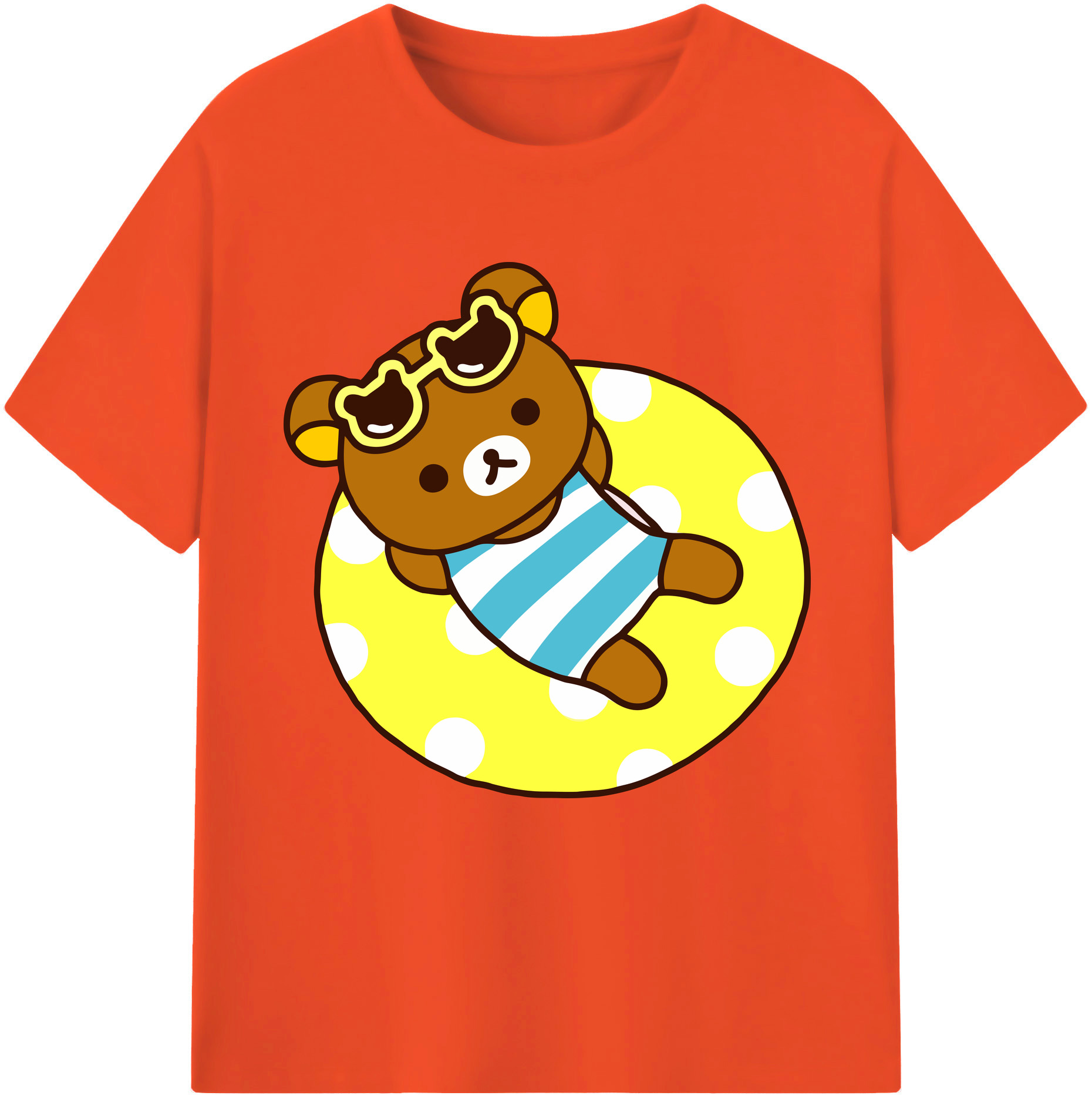 （画像用） リラックマ リラックマ キイロイトリ Rilakkuma Korilakkuma Kiiroitori 綿100％半袖Tシャツ（フロントプリント）
