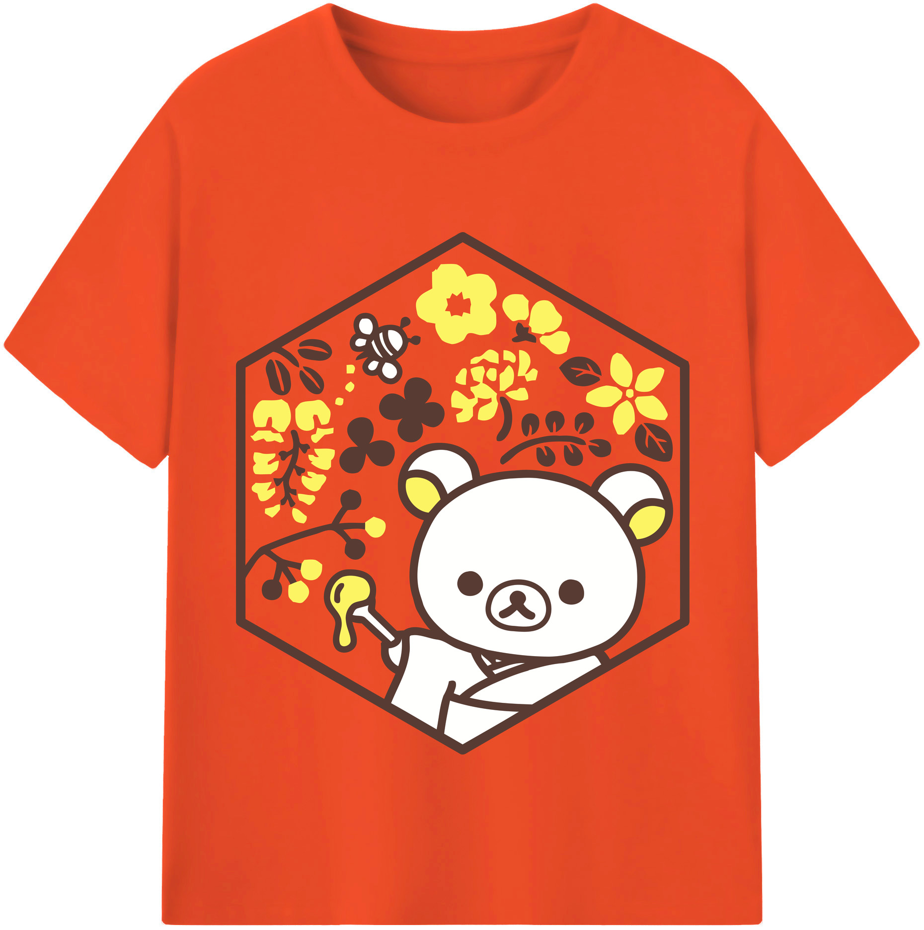 （画像用） リラックマ リラックマ キイロイトリ Rilakkuma Korilakkuma Kiiroitori 綿100％半袖Tシャツ（フロントプリント）