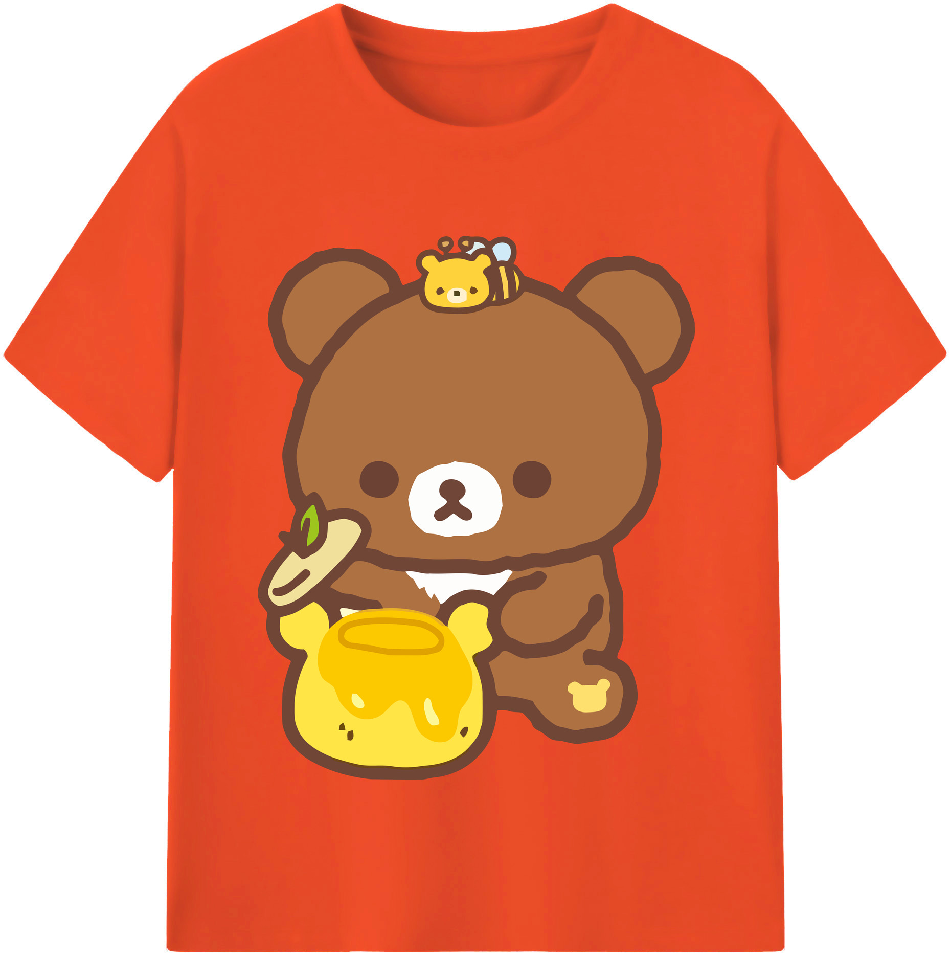 （画像用） リラックマ リラックマ キイロイトリ Rilakkuma Korilakkuma Kiiroitori 綿100％半袖Tシャツ（フロントプリント）