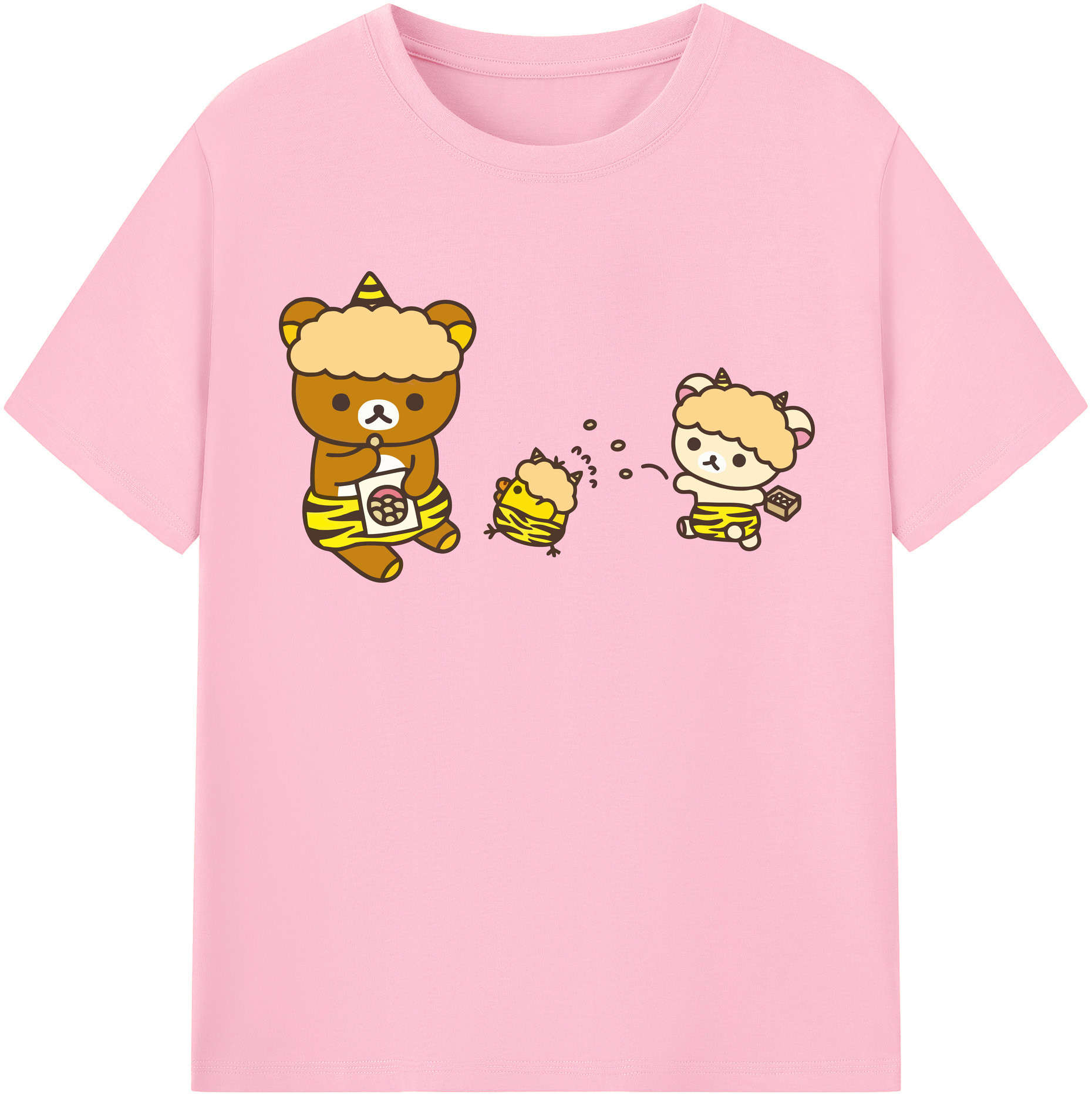 （画像用） リラックマ リラックマ キイロイトリ Rilakkuma Korilakkuma Kiiroitori 綿100％半袖Tシャツ（フロントプリント）
