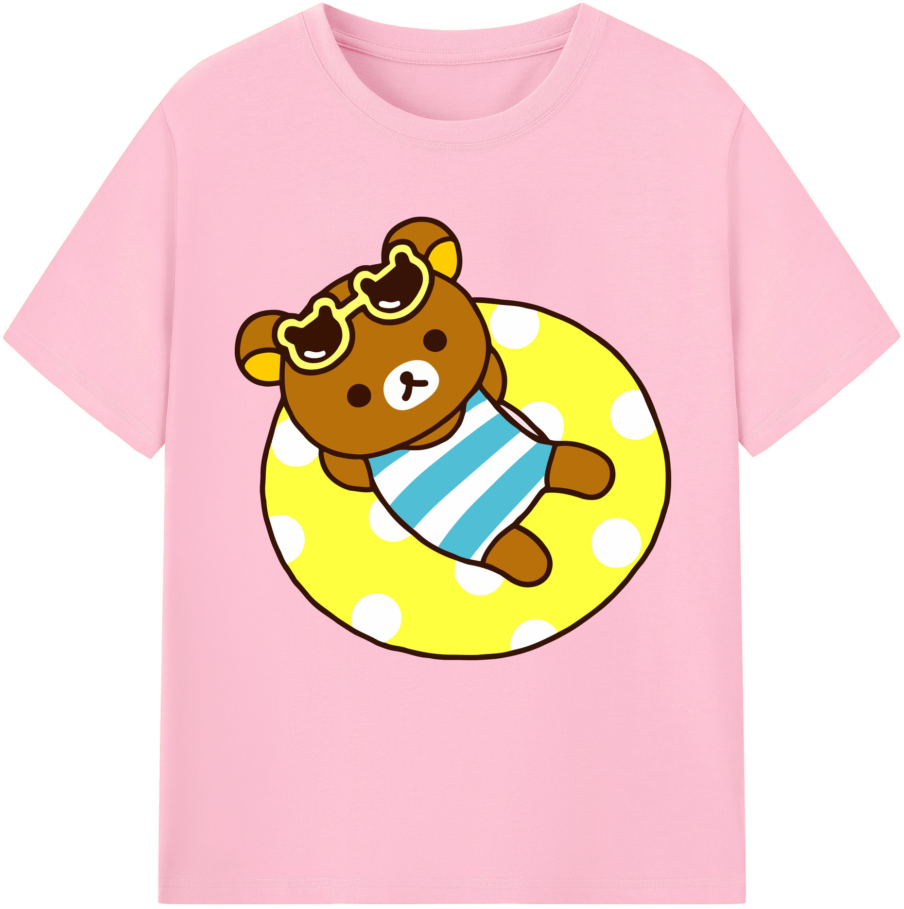 （画像用） リラックマ リラックマ キイロイトリ Rilakkuma Korilakkuma Kiiroitori 綿100％半袖Tシャツ（フロントプリント）