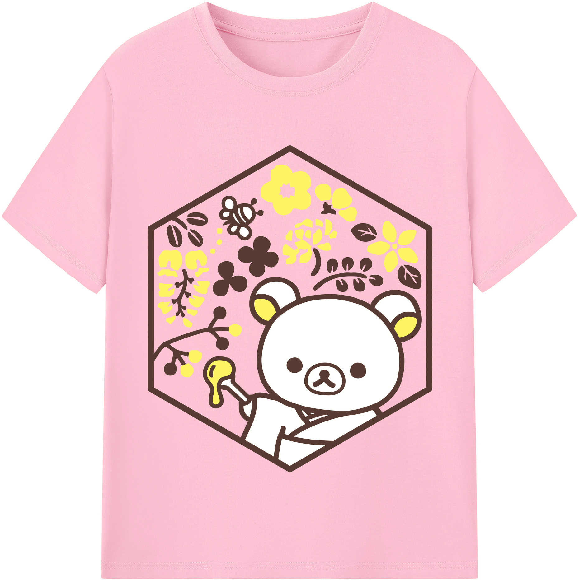 （画像用） リラックマ リラックマ キイロイトリ Rilakkuma Korilakkuma Kiiroitori 綿100％半袖Tシャツ（フロントプリント）
