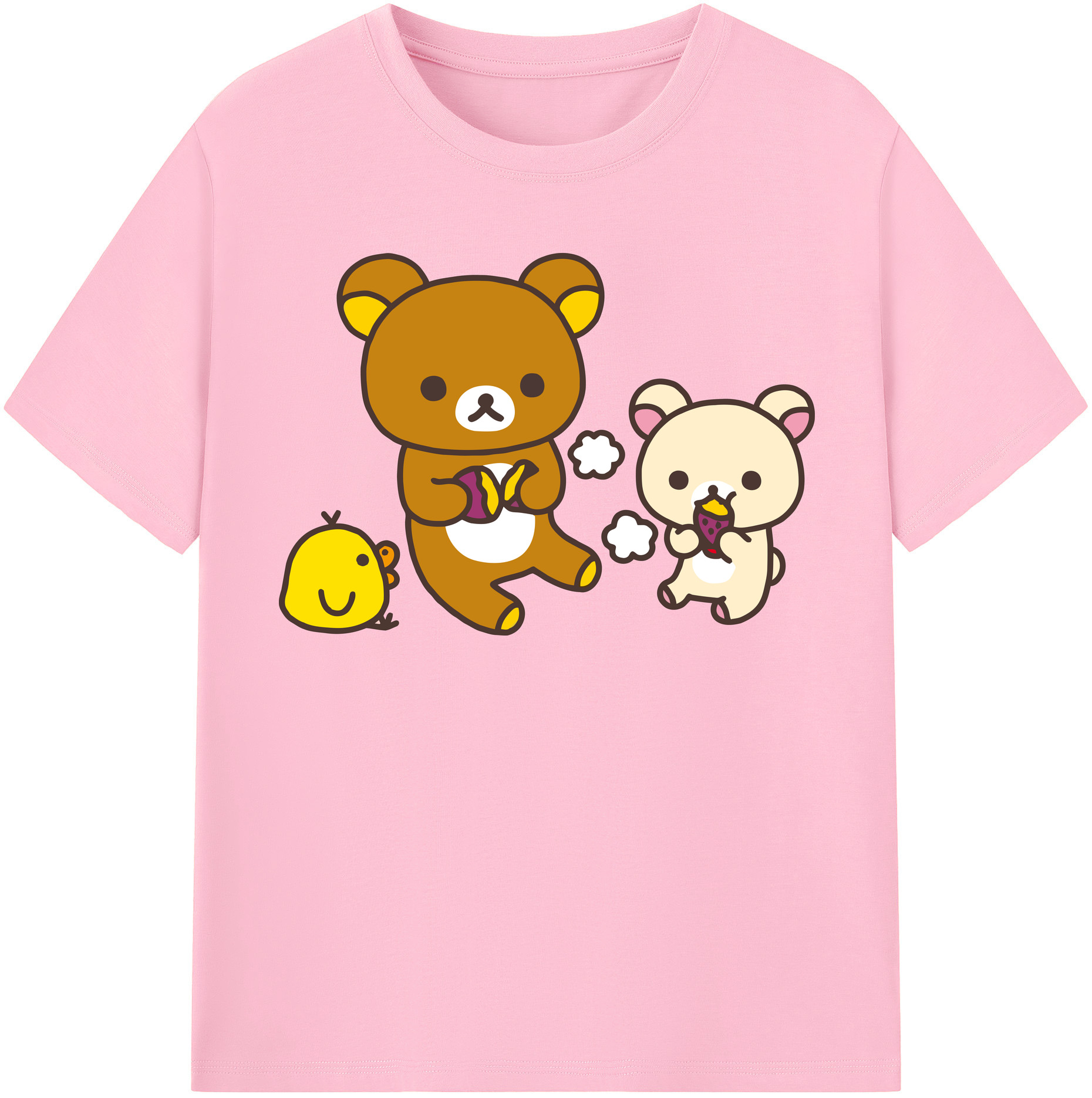 （画像用） リラックマ リラックマ キイロイトリ Rilakkuma Korilakkuma Kiiroitori 綿100％半袖Tシャツ（フロントプリント）