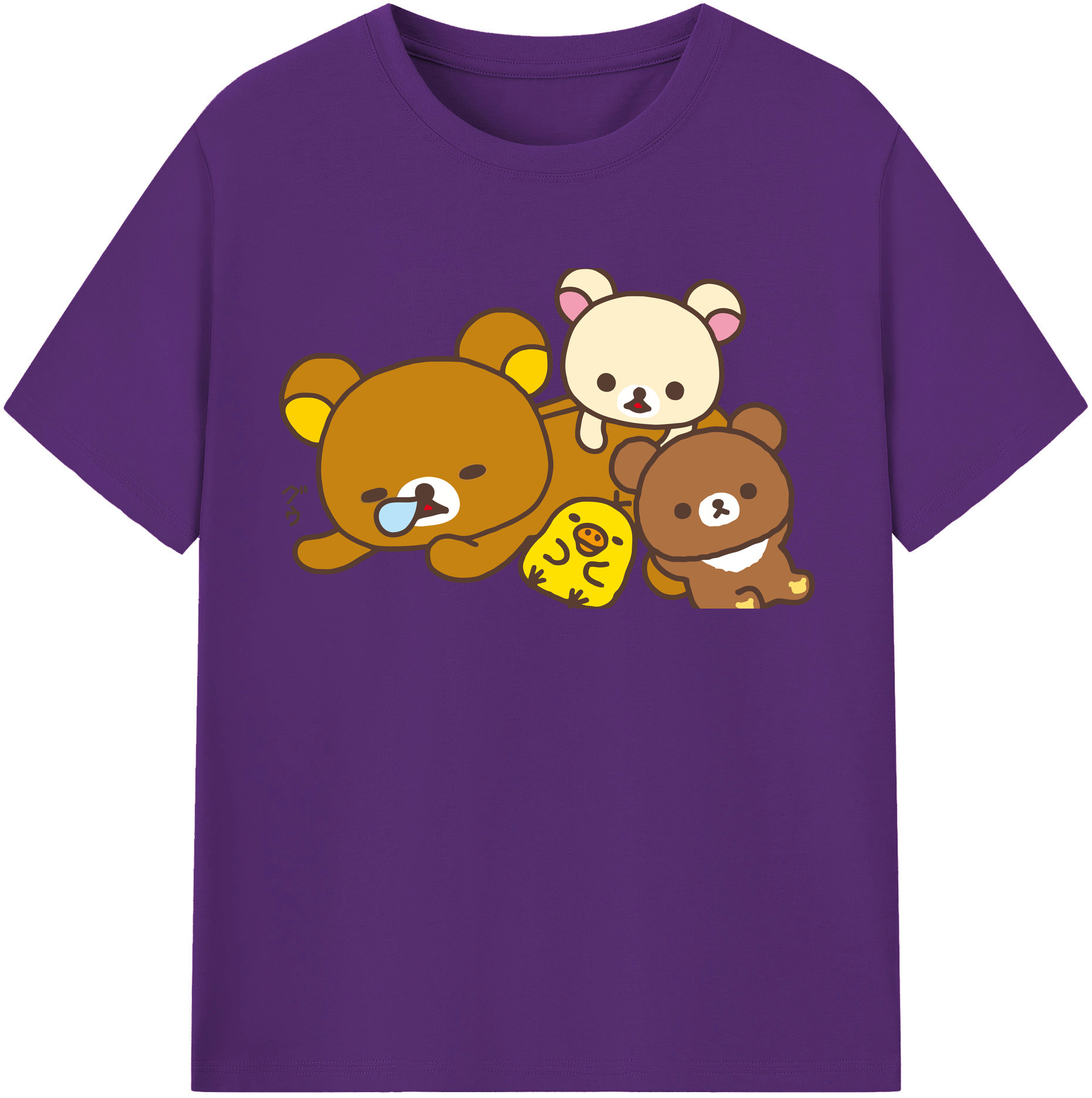 （画像用） リラックマ リラックマ キイロイトリ Rilakkuma Korilakkuma Kiiroitori 綿100％半袖Tシャツ（フロントプリント）
