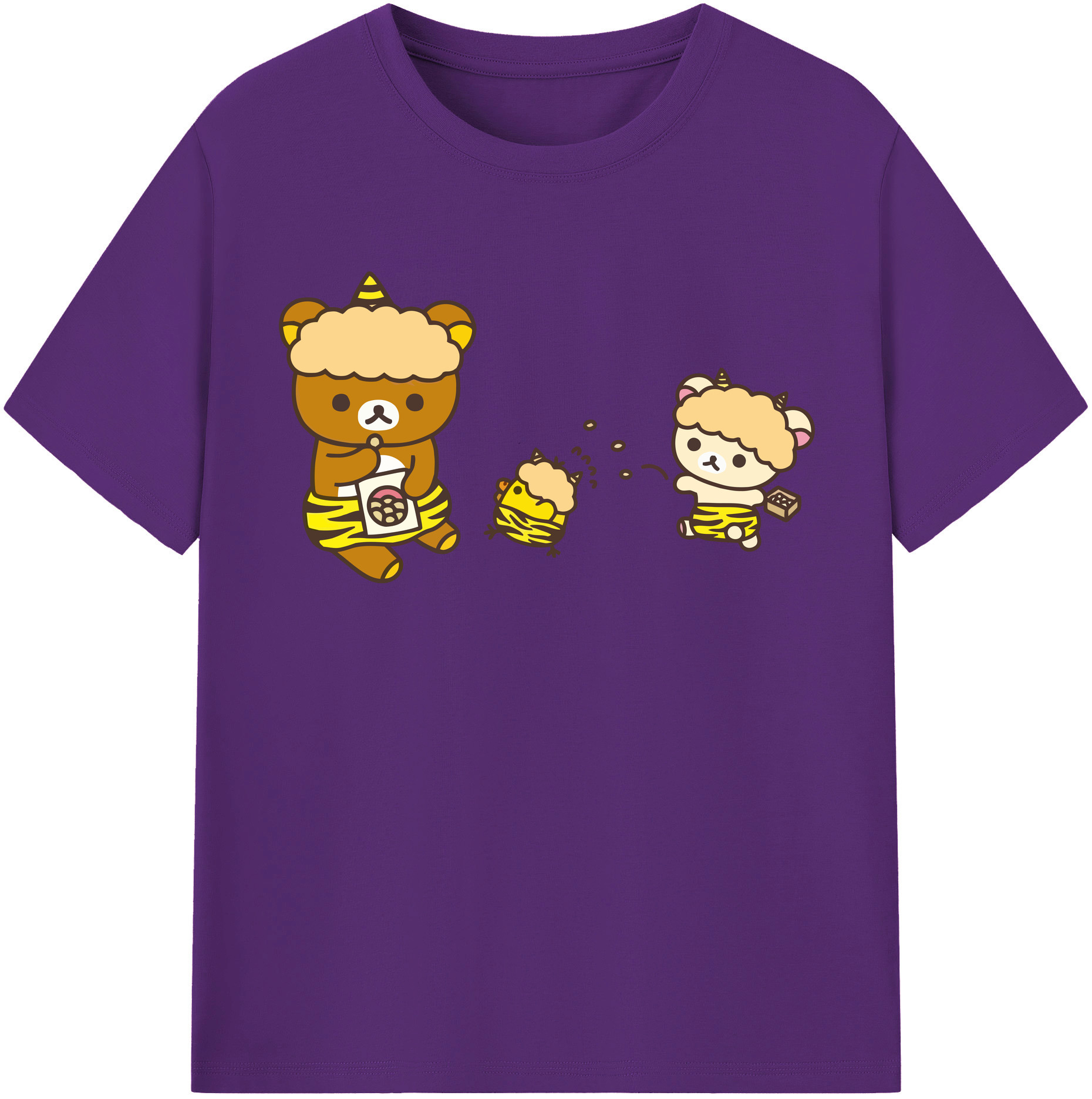 （画像用） リラックマ リラックマ キイロイトリ Rilakkuma Korilakkuma Kiiroitori 綿100％半袖Tシャツ（フロントプリント）