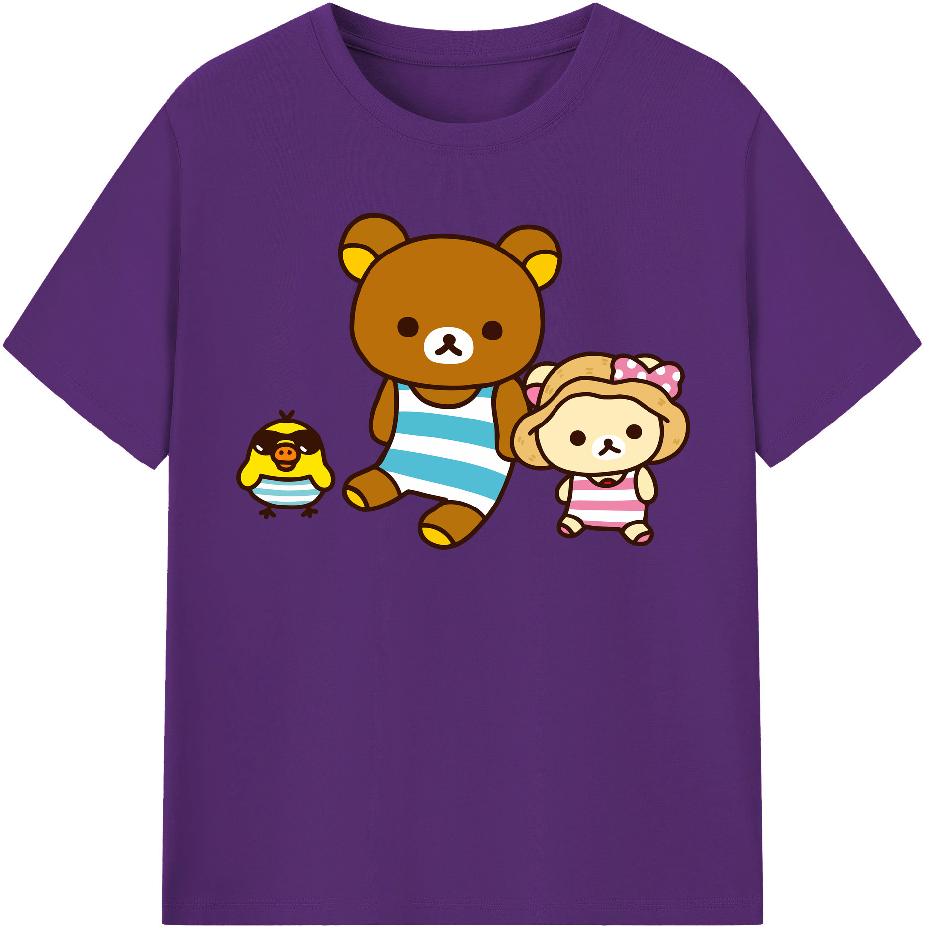 （画像用） リラックマ リラックマ キイロイトリ Rilakkuma Korilakkuma Kiiroitori 綿100％半袖Tシャツ（フロントプリント）