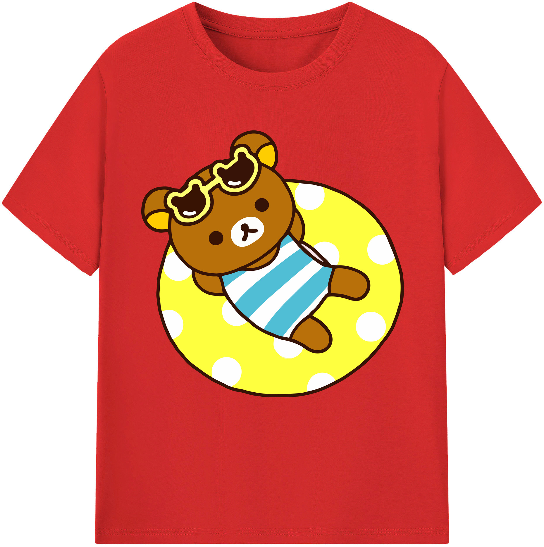 （画像用） リラックマ リラックマ キイロイトリ Rilakkuma Korilakkuma Kiiroitori 綿100％半袖Tシャツ（フロントプリント）