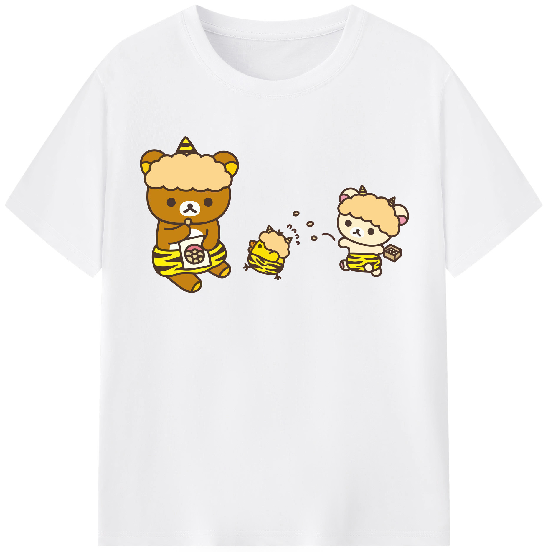 （画像用） リラックマ リラックマ キイロイトリ Rilakkuma Korilakkuma Kiiroitori 綿100％半袖Tシャツ（フロントプリント）