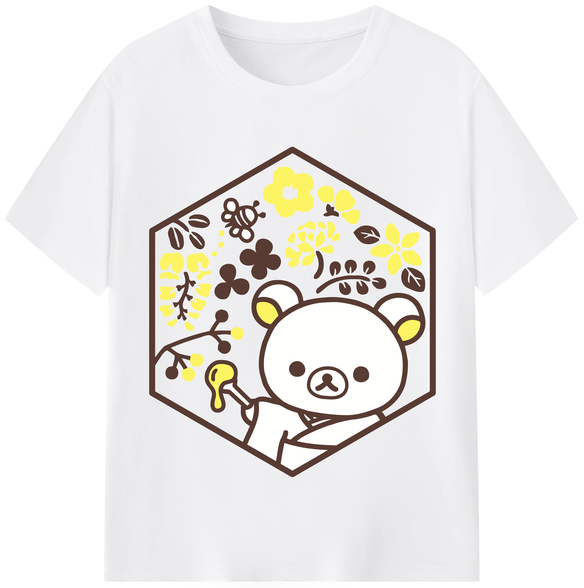 （画像用） リラックマ リラックマ キイロイトリ Rilakkuma Korilakkuma Kiiroitori 綿100％半袖Tシャツ（フロントプリント）