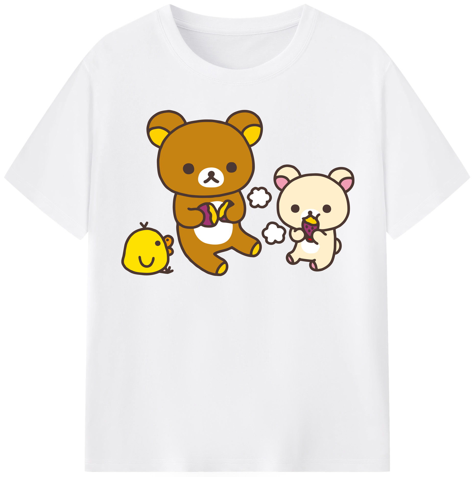 （画像用） リラックマ リラックマ キイロイトリ Rilakkuma Korilakkuma Kiiroitori 綿100％半袖Tシャツ（フロントプリント）