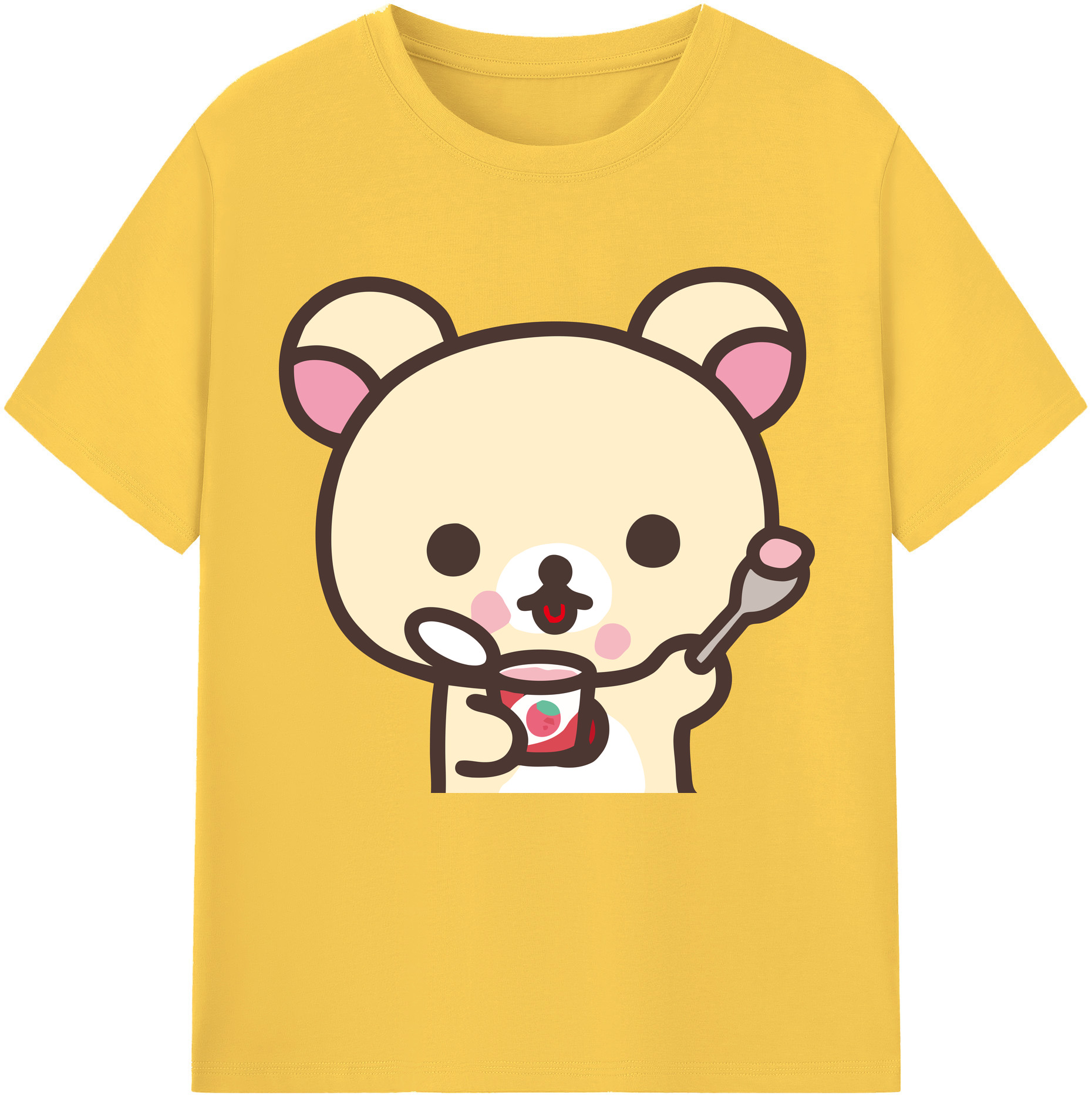 （画像用） リラックマ リラックマ キイロイトリ Rilakkuma Korilakkuma Kiiroitori 綿100％半袖Tシャツ（フロントプリント）