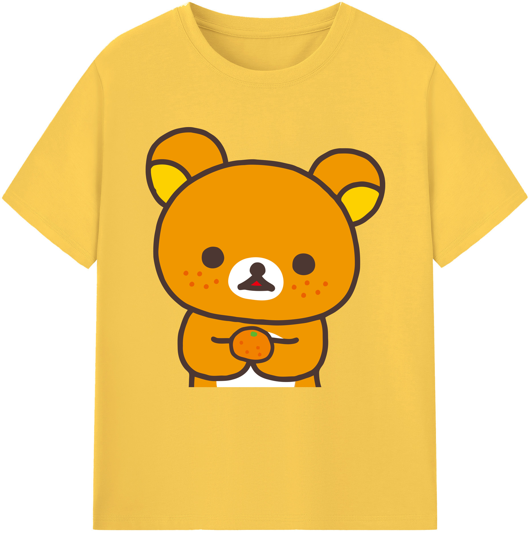 （画像用） リラックマ リラックマ キイロイトリ Rilakkuma Korilakkuma Kiiroitori 綿100％半袖Tシャツ（フロントプリント）