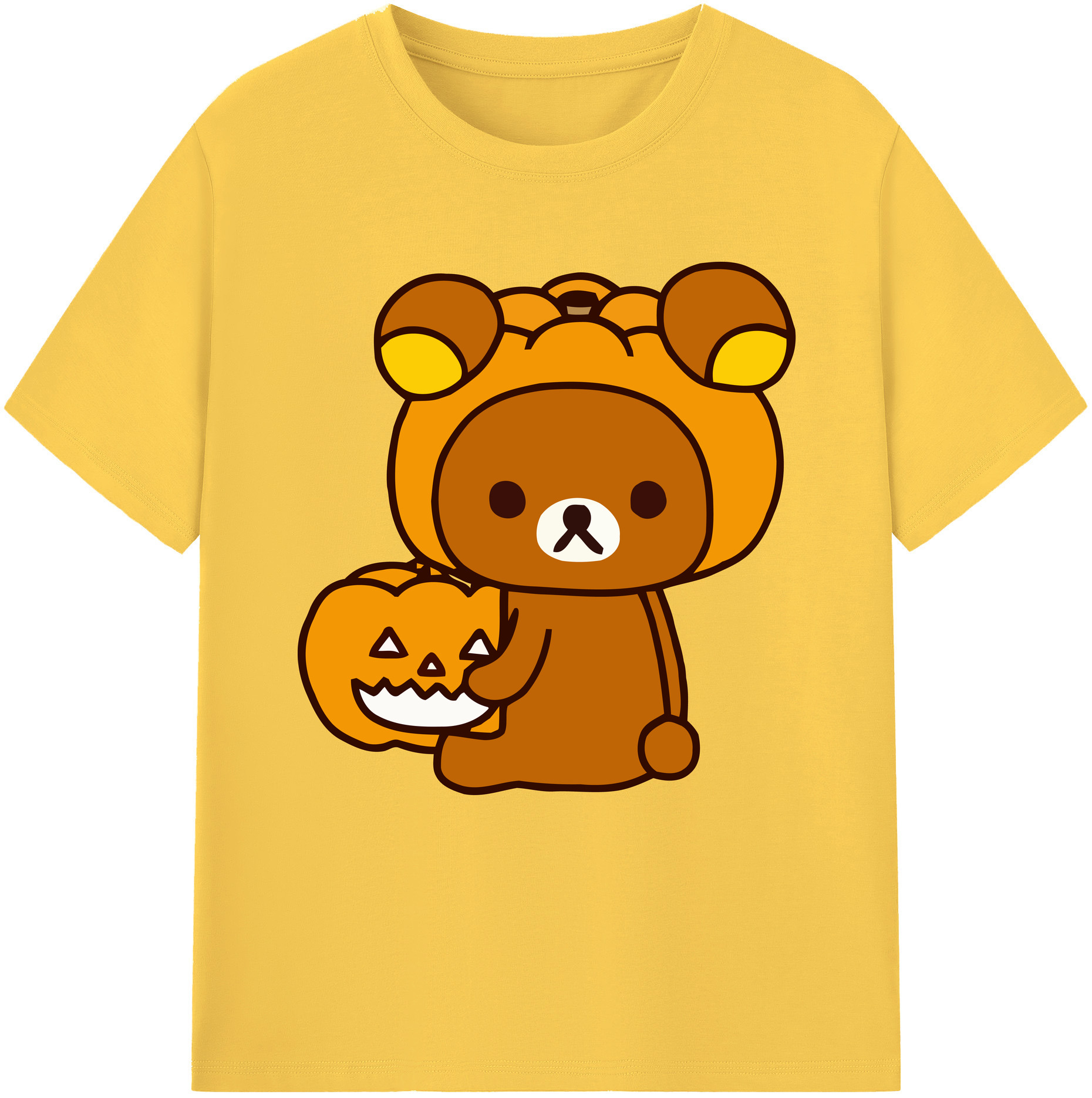 （画像用） リラックマ リラックマ キイロイトリ Rilakkuma Korilakkuma Kiiroitori 綿100％半袖Tシャツ（フロントプリント）
