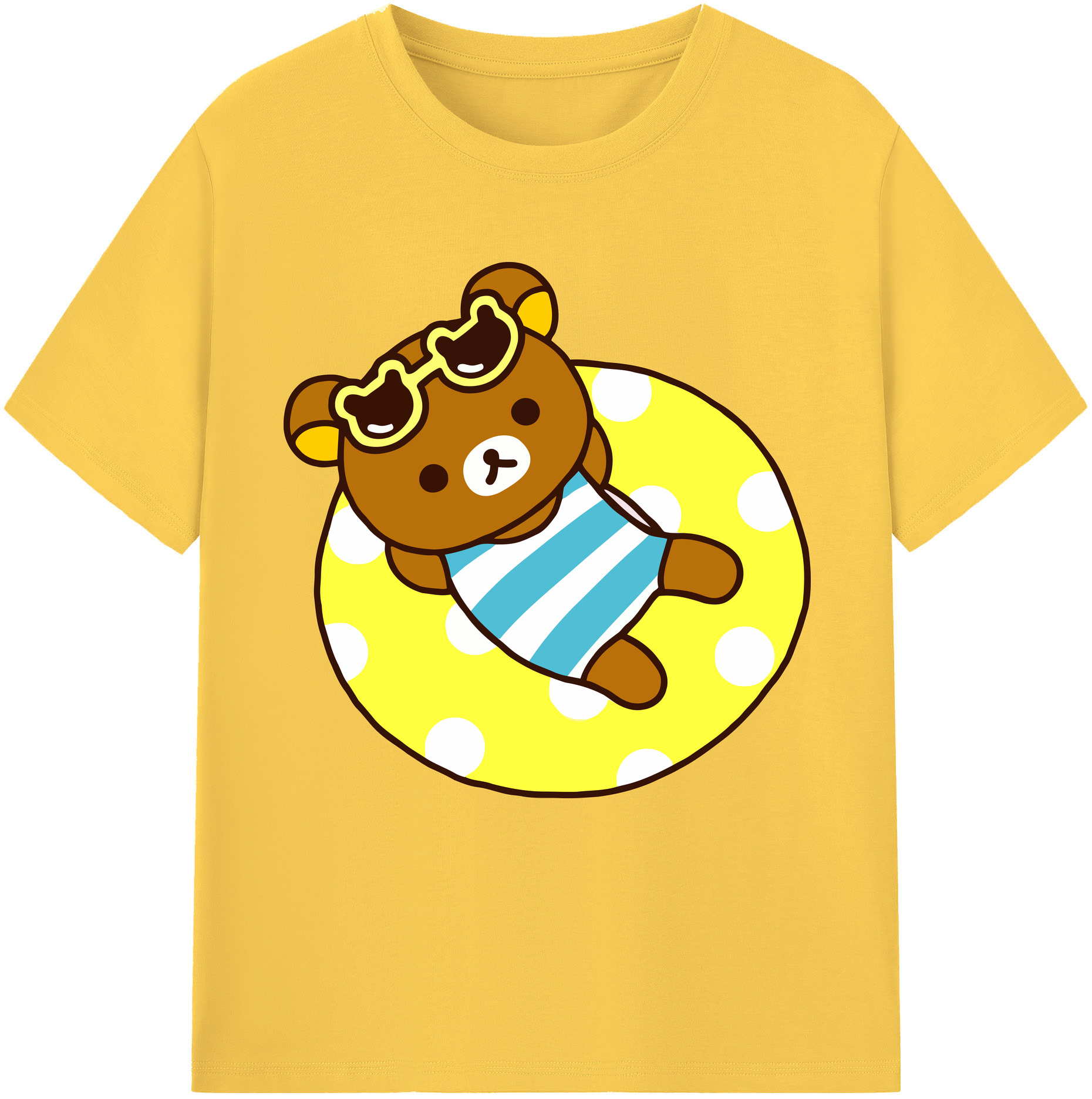 （画像用） リラックマ リラックマ キイロイトリ Rilakkuma Korilakkuma Kiiroitori 綿100％半袖Tシャツ（フロントプリント）