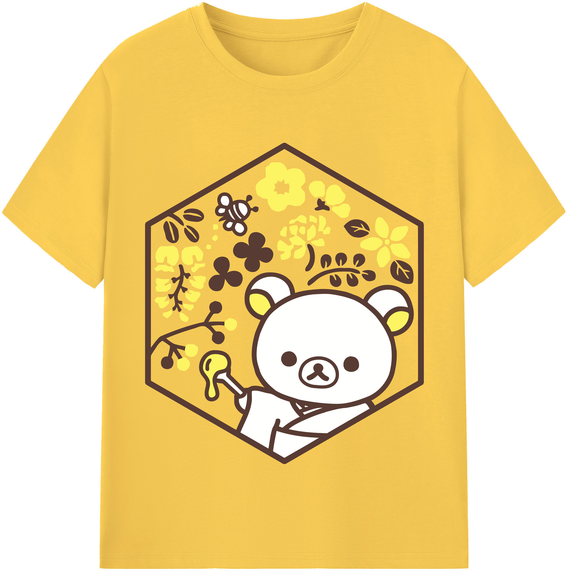 （画像用） リラックマ リラックマ キイロイトリ Rilakkuma Korilakkuma Kiiroitori 綿100％半袖Tシャツ（フロントプリント）