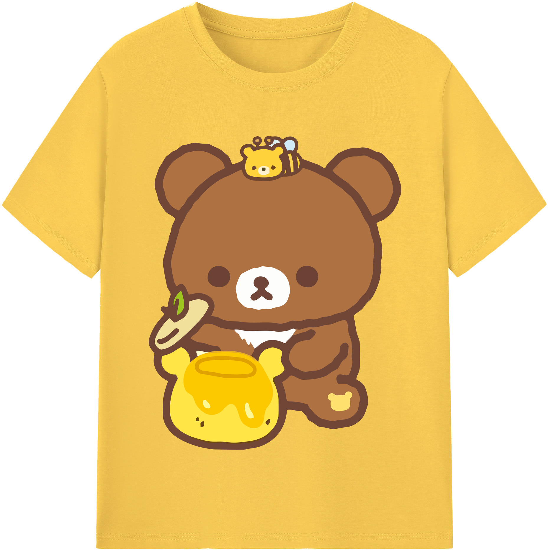 （画像用） リラックマ リラックマ キイロイトリ Rilakkuma Korilakkuma Kiiroitori 綿100％半袖Tシャツ（フロントプリント）