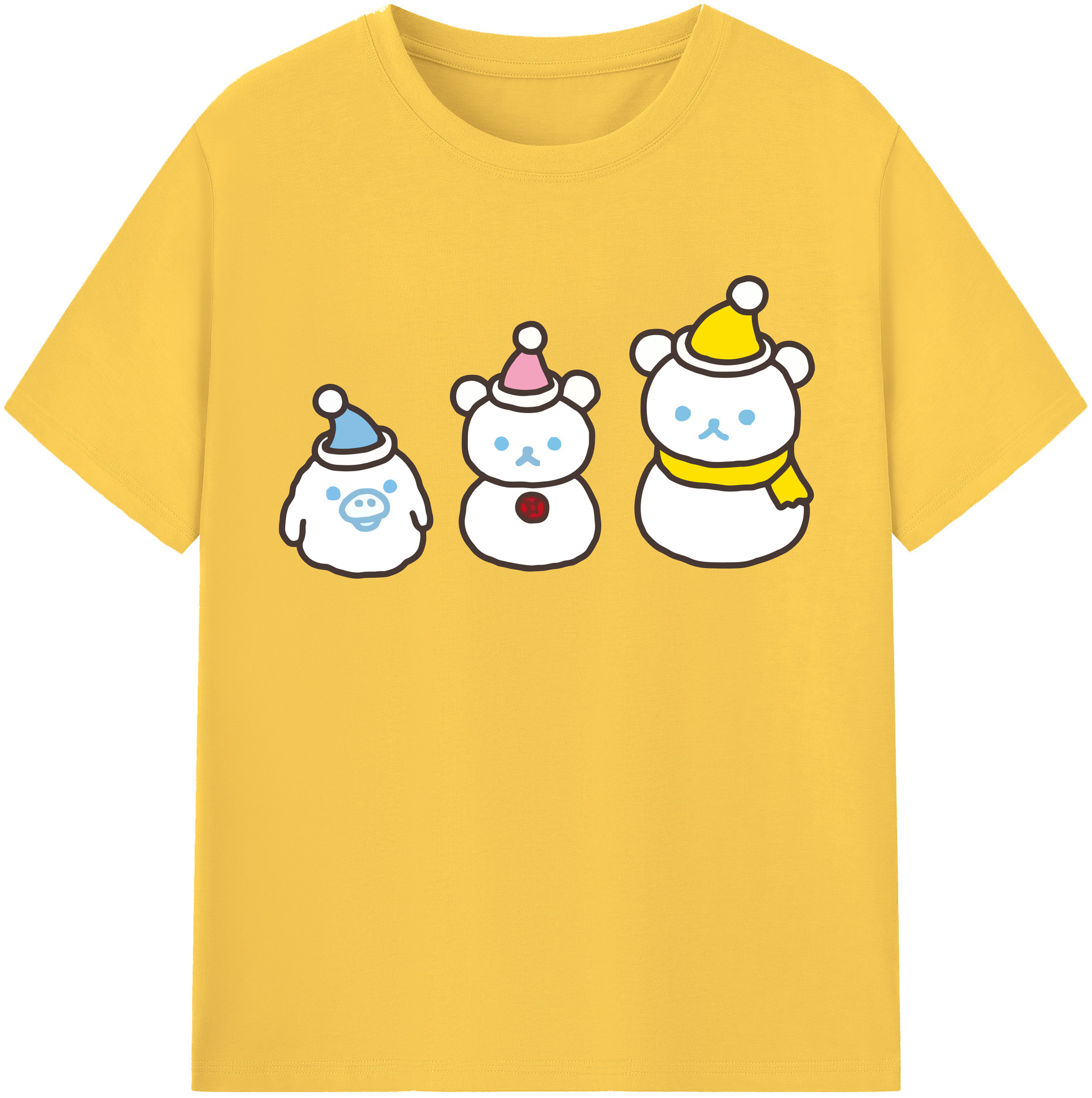 （画像用） リラックマ リラックマ キイロイトリ Rilakkuma Korilakkuma Kiiroitori 綿100％半袖Tシャツ（フロントプリント）