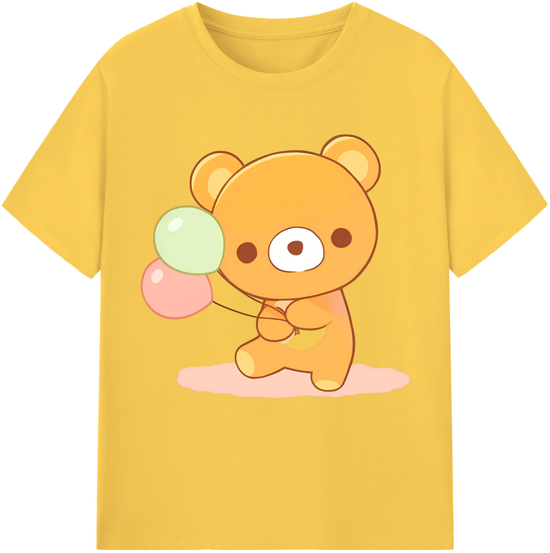 （画像用） リラックマ リラックマ キイロイトリ Rilakkuma Korilakkuma Kiiroitori 綿100％半袖Tシャツ（フロントプリント）