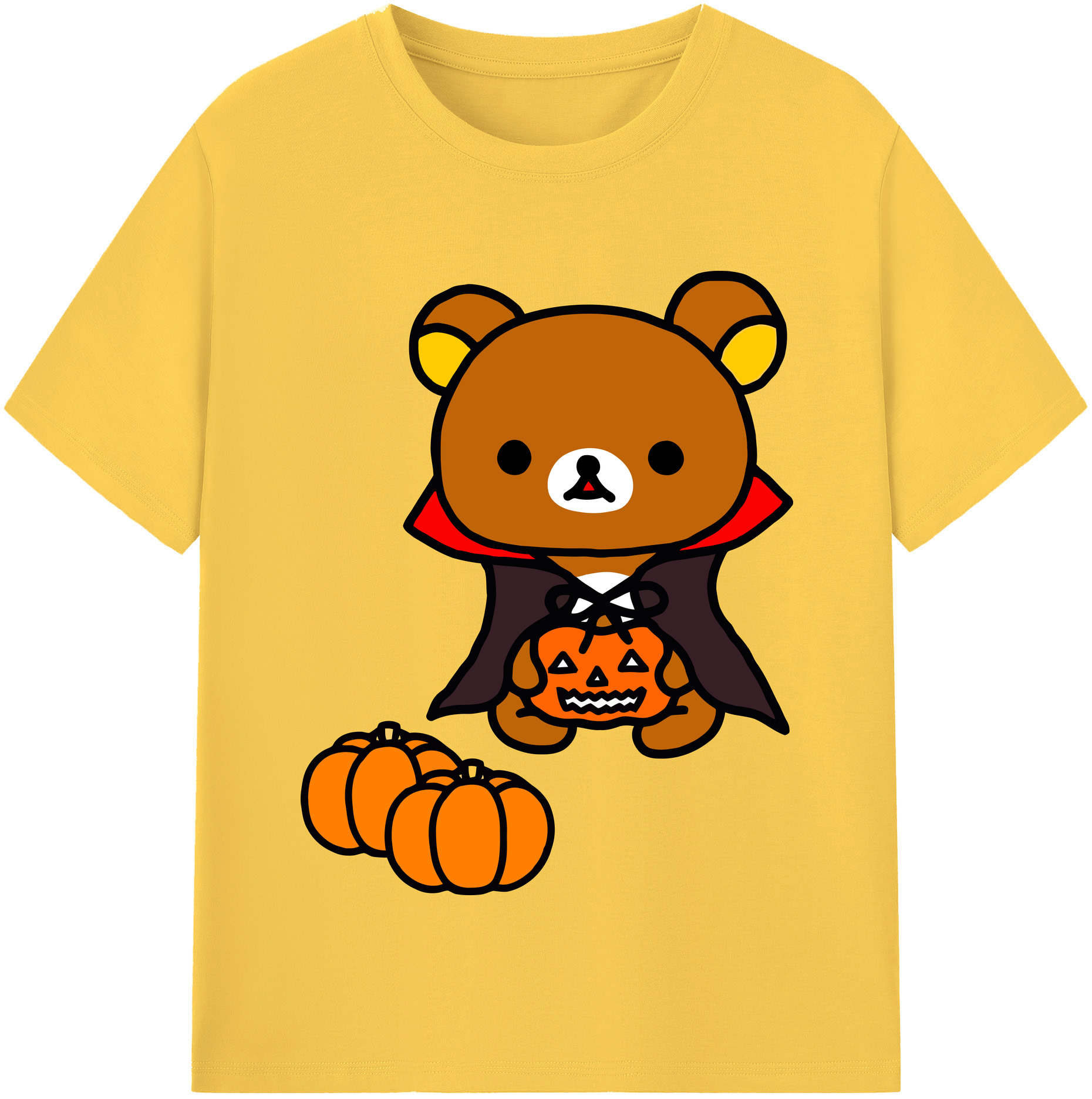 （画像用） リラックマ リラックマ キイロイトリ Rilakkuma Korilakkuma Kiiroitori 綿100％半袖Tシャツ（フロントプリント）