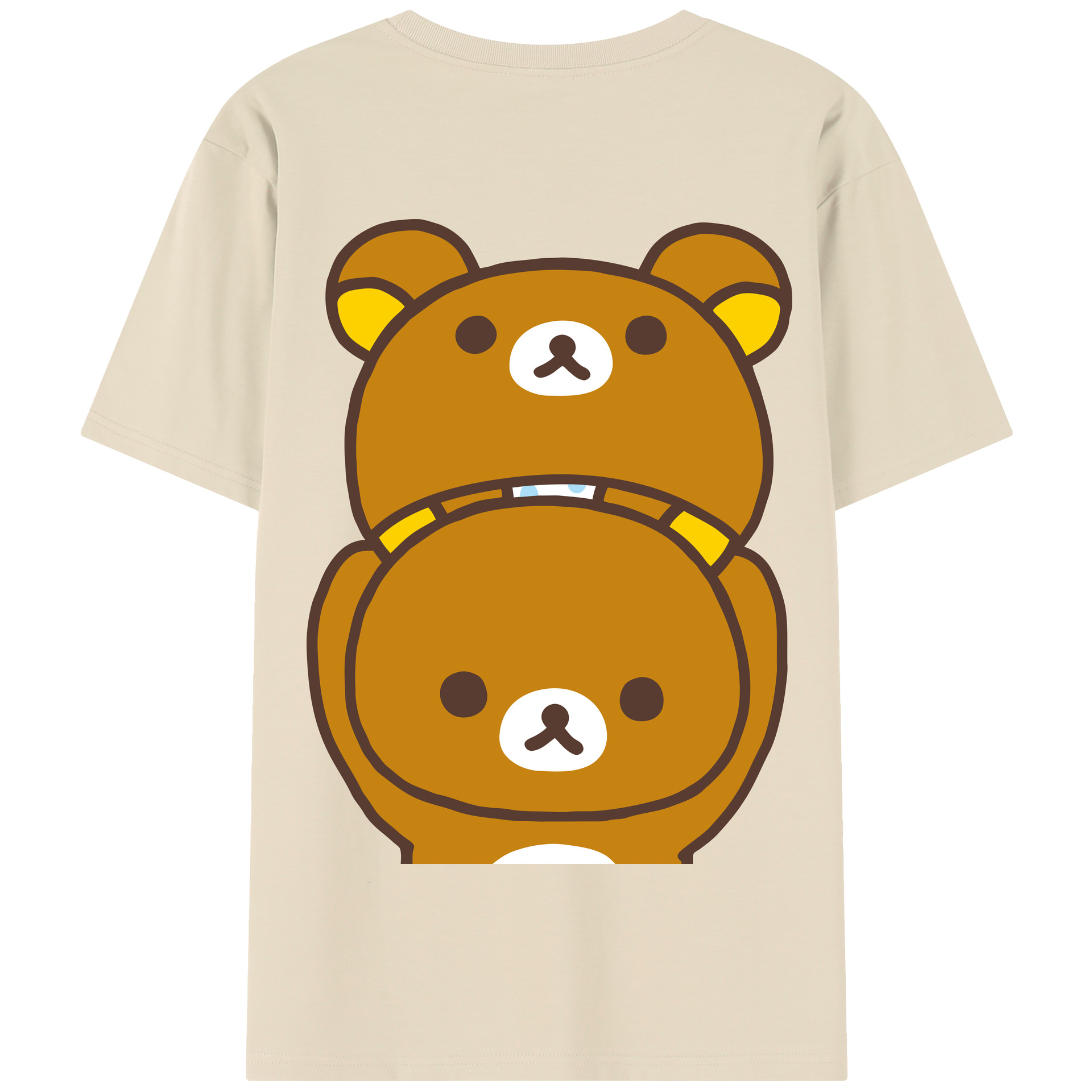 （画像用） リラックマ リラックマ キイロイトリ Rilakkuma Korilakkuma Kiiroitori 綿100％半袖Tシャツ（背面プリント）