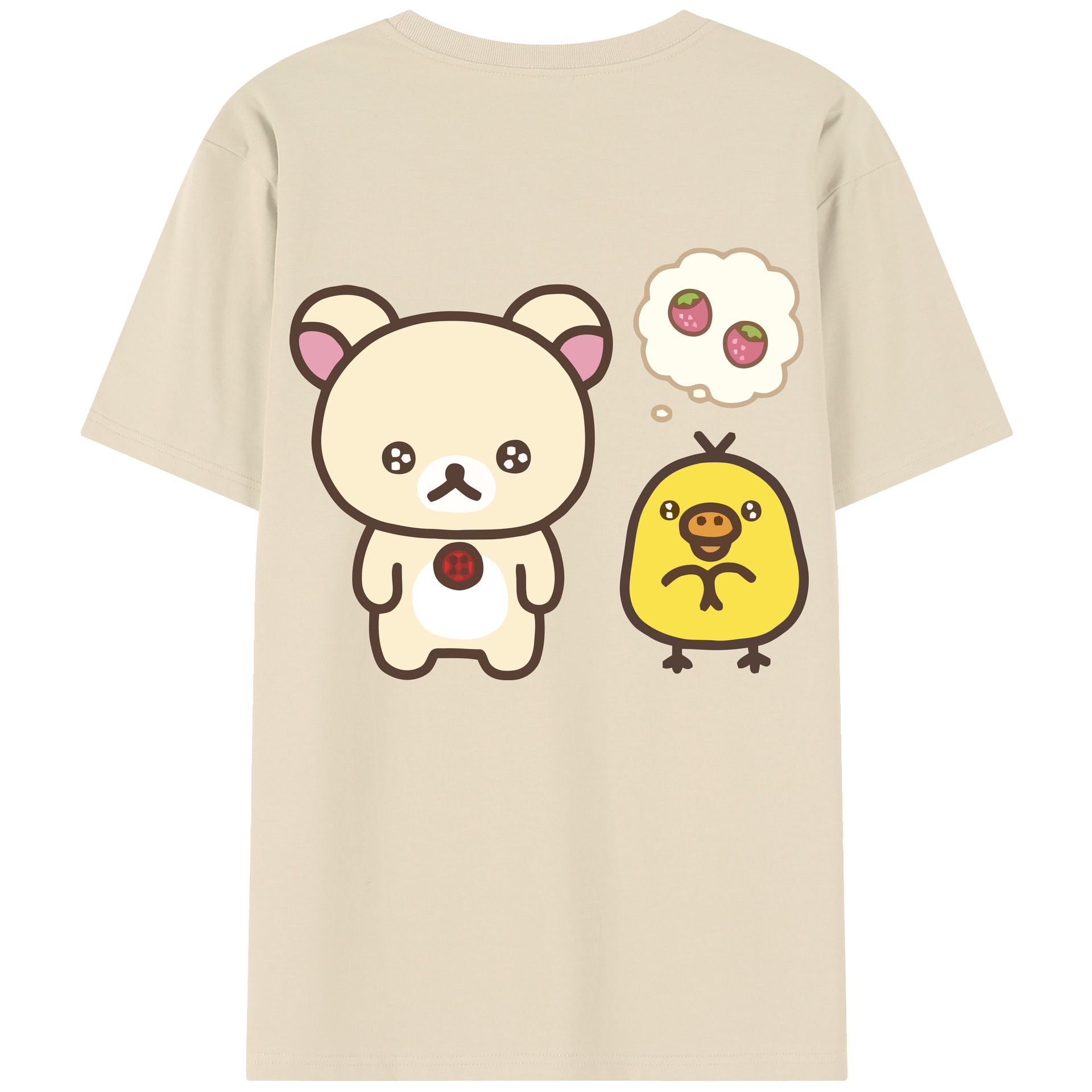 （画像用） リラックマ リラックマ キイロイトリ Rilakkuma Korilakkuma Kiiroitori 綿100％半袖Tシャツ（背面プリント）