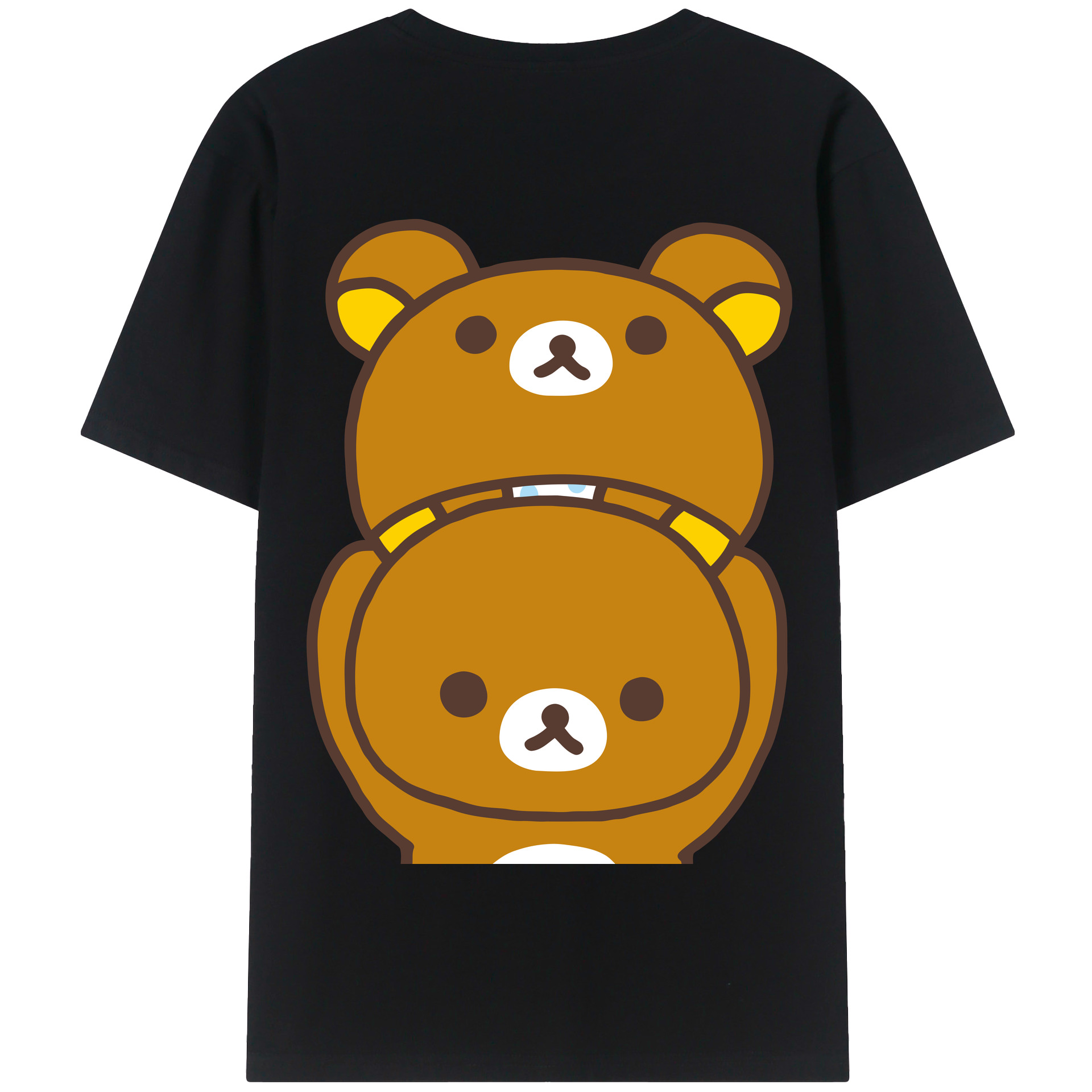 （画像用） リラックマ リラックマ キイロイトリ Rilakkuma Korilakkuma Kiiroitori 綿100％半袖Tシャツ（背面プリント）