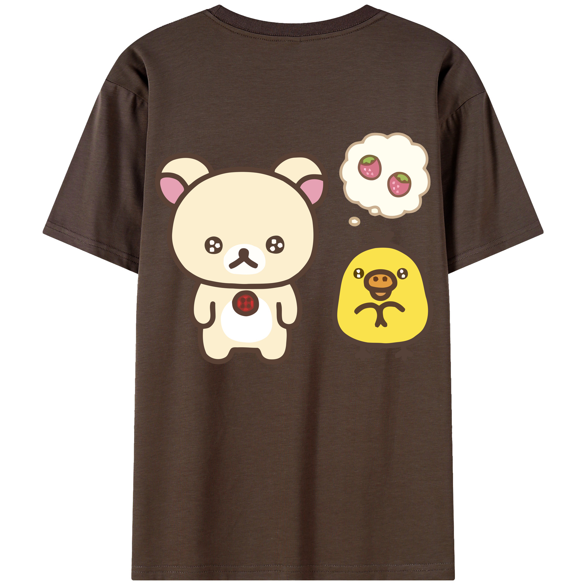 （画像用） リラックマ リラックマ キイロイトリ Rilakkuma Korilakkuma Kiiroitori 綿100％半袖Tシャツ（背面プリント）