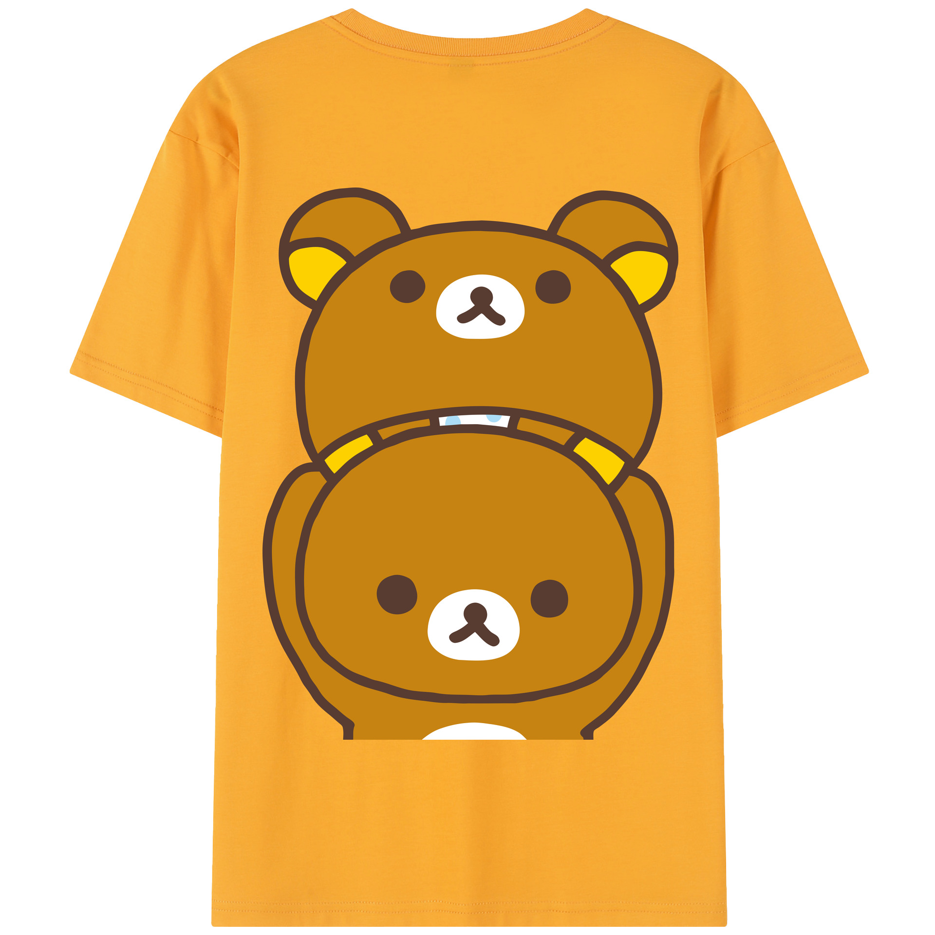 （画像用） リラックマ リラックマ キイロイトリ Rilakkuma Korilakkuma Kiiroitori 綿100％半袖Tシャツ（背面プリント）