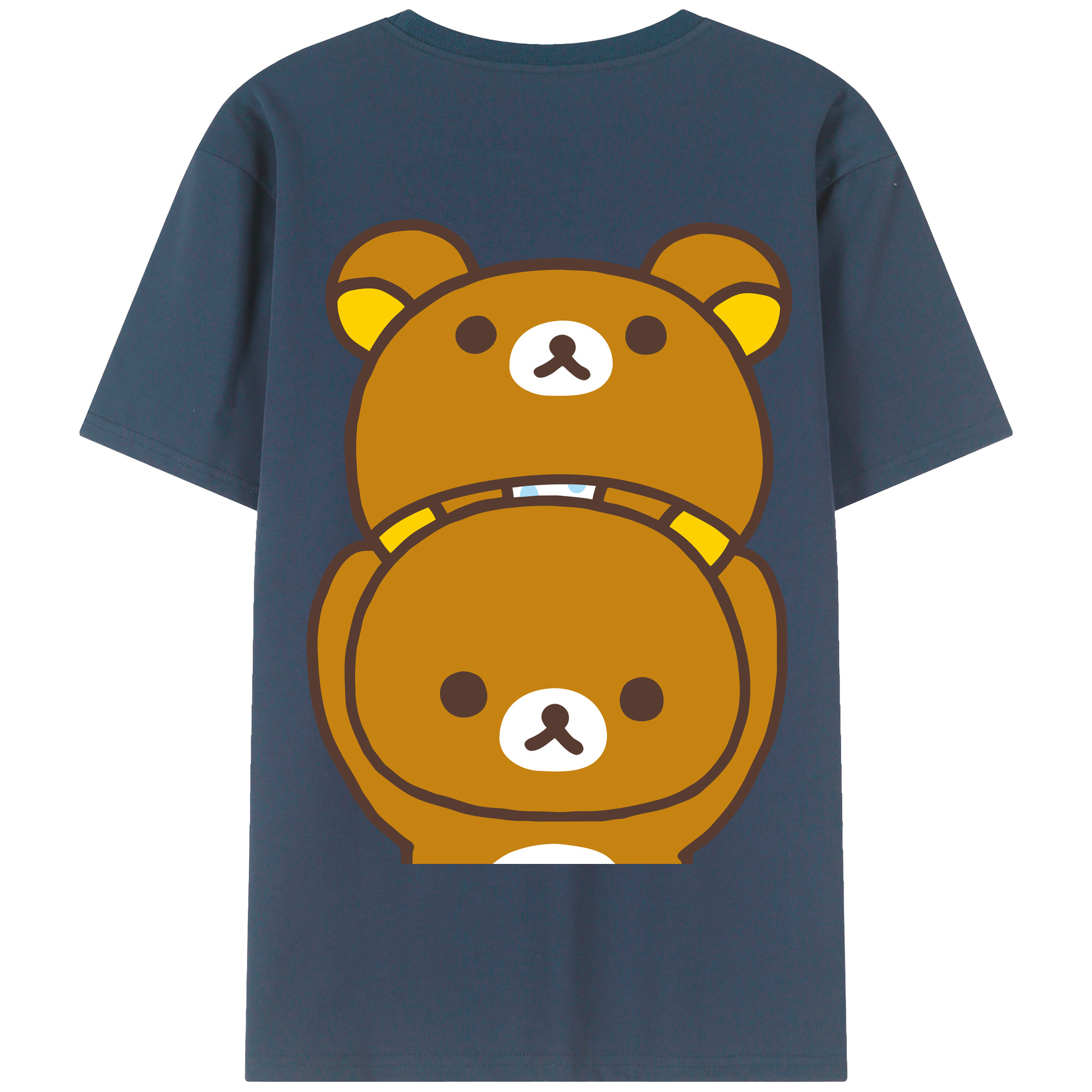 （画像用） リラックマ リラックマ キイロイトリ Rilakkuma Korilakkuma Kiiroitori 綿100％半袖Tシャツ（背面プリント）