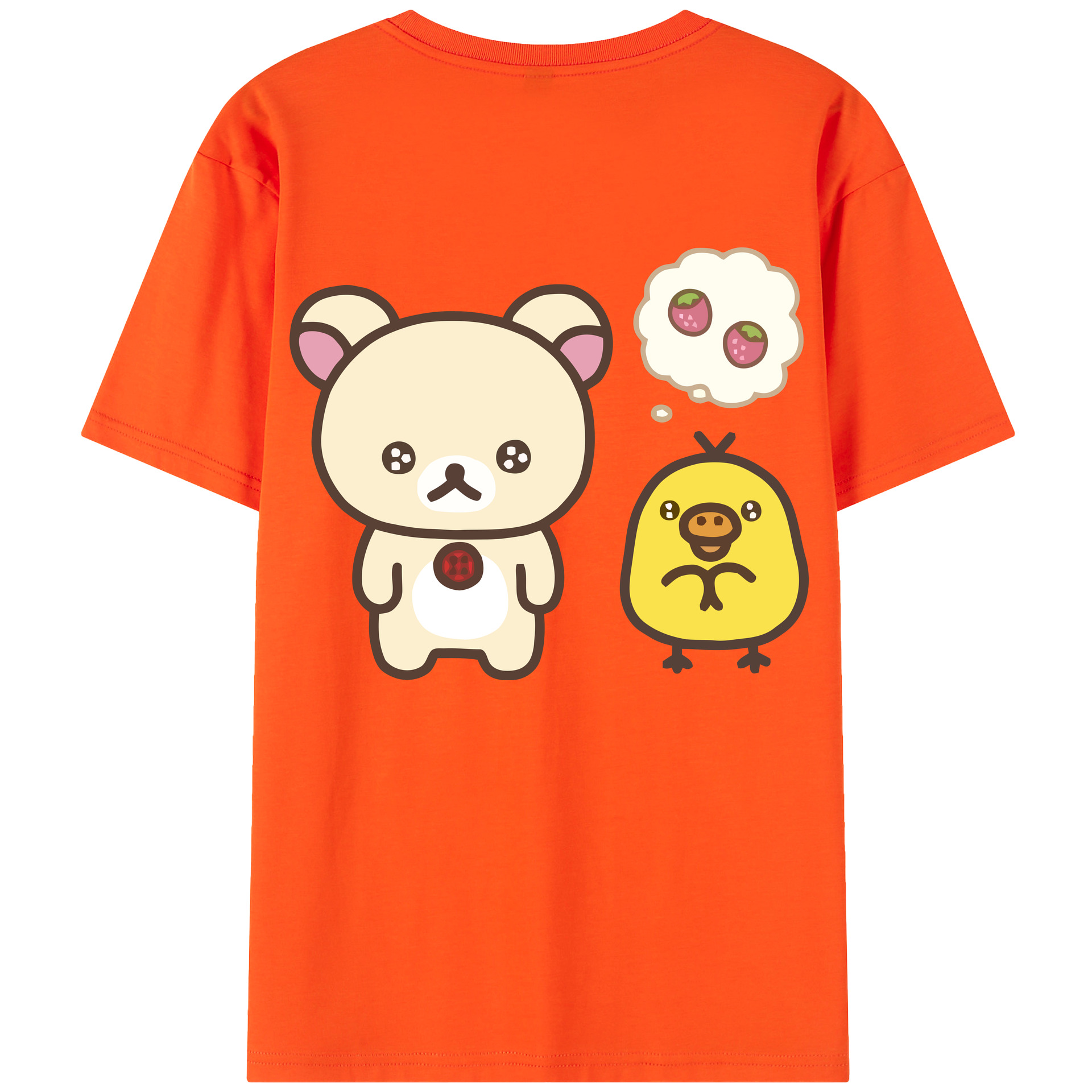 （画像用） リラックマ リラックマ キイロイトリ Rilakkuma Korilakkuma Kiiroitori 綿100％半袖Tシャツ（背面プリント）