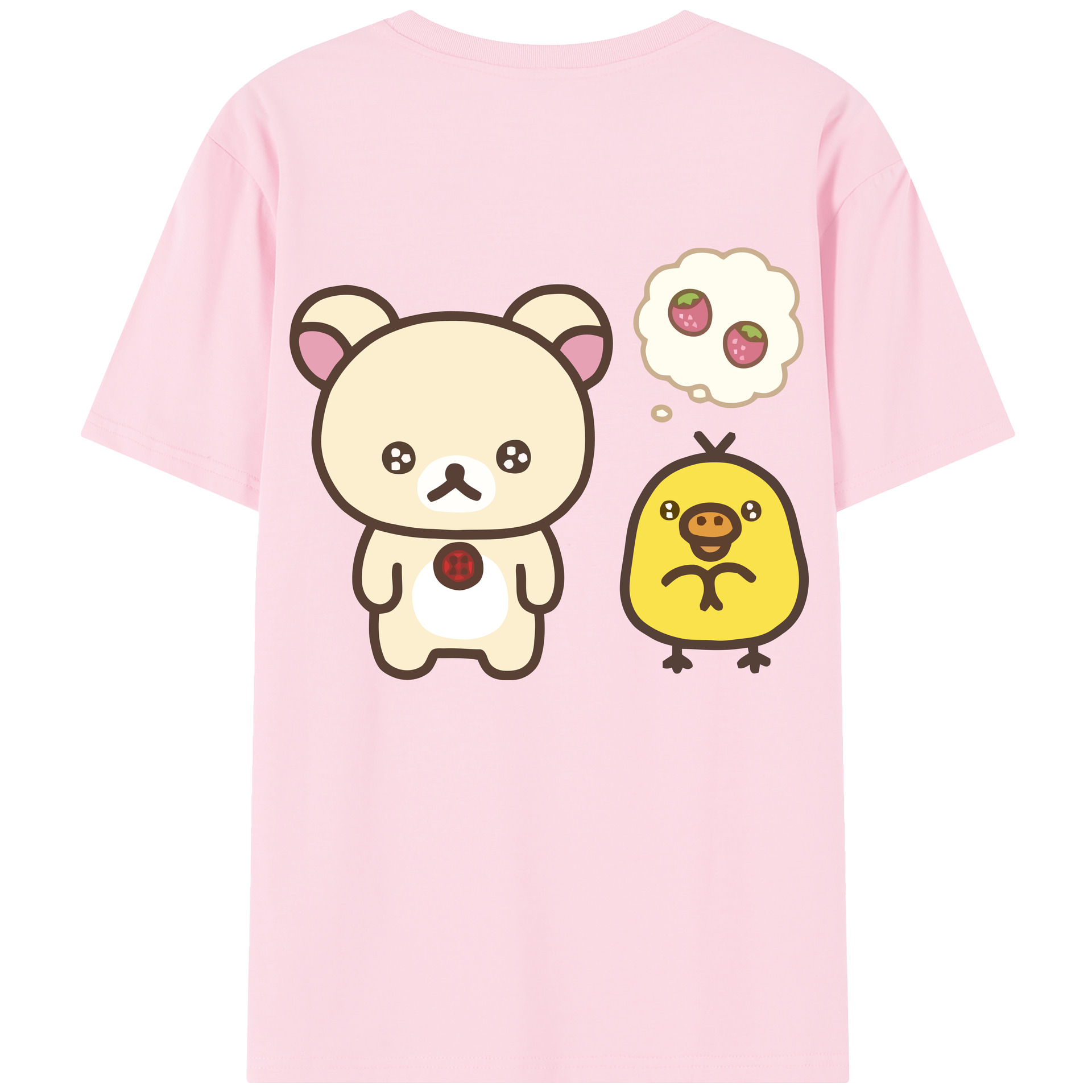 （画像用） リラックマ リラックマ キイロイトリ Rilakkuma Korilakkuma Kiiroitori 綿100％半袖Tシャツ（背面プリント）