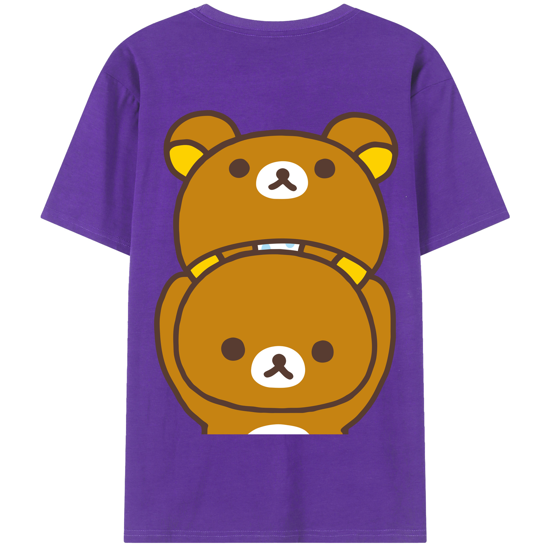 （画像用） リラックマ リラックマ キイロイトリ Rilakkuma Korilakkuma Kiiroitori 綿100％半袖Tシャツ（背面プリント）