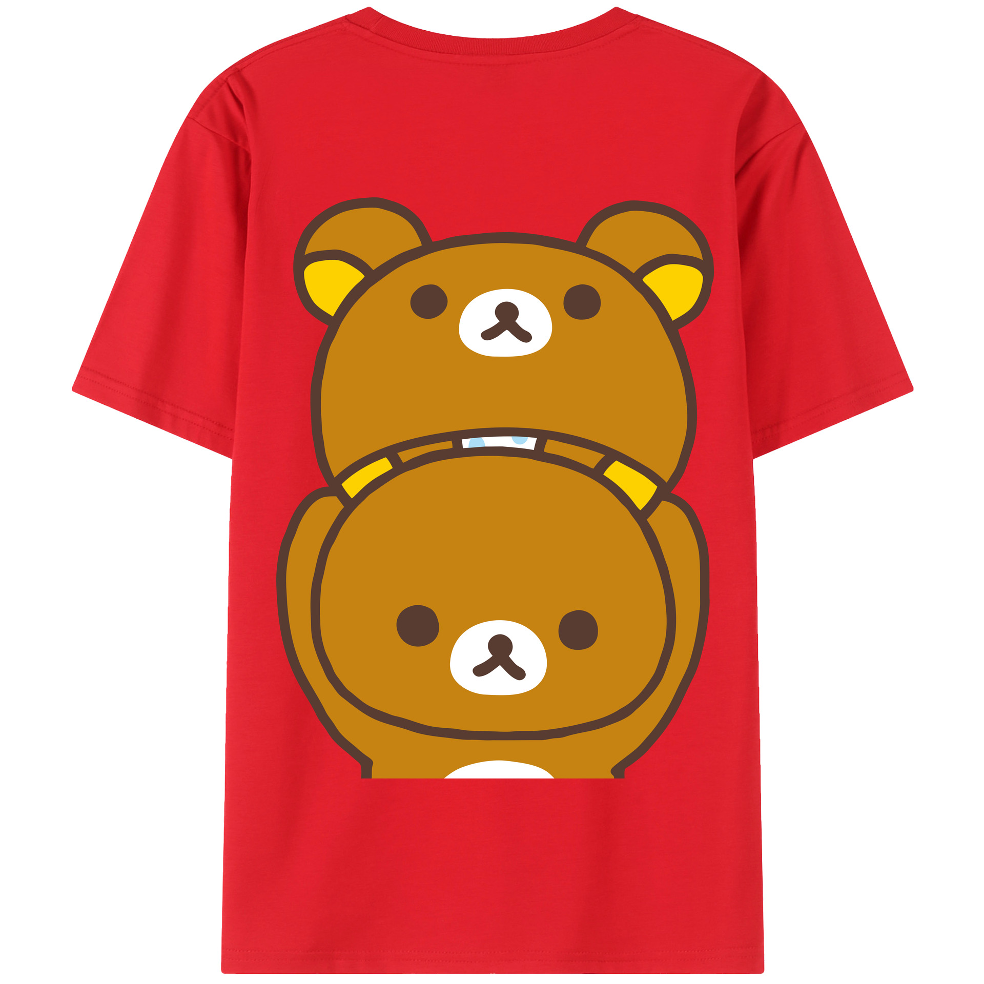 （画像用） リラックマ リラックマ キイロイトリ Rilakkuma Korilakkuma Kiiroitori 綿100％半袖Tシャツ（背面プリント）